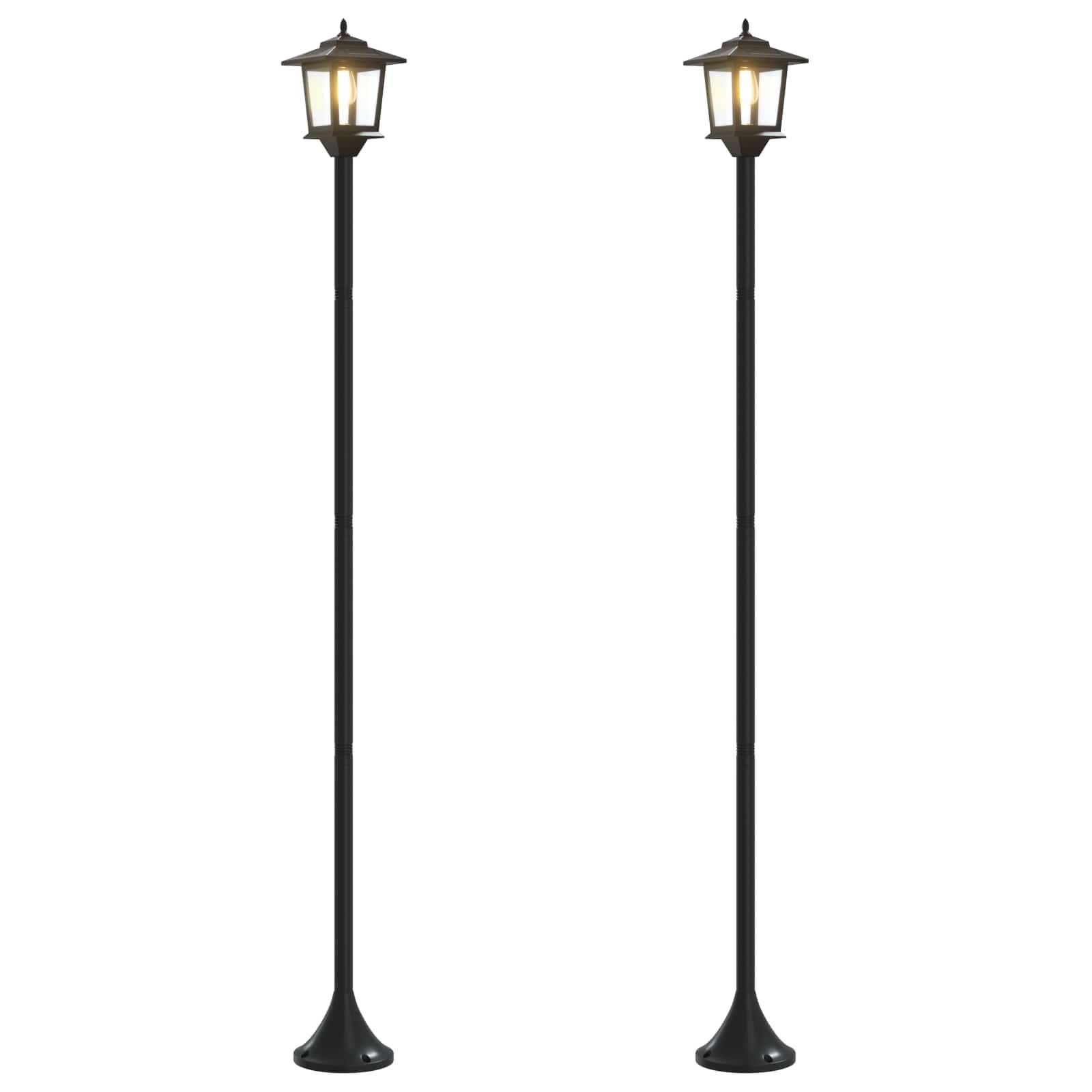 vidaXL Laternenpfahl Set with LED Bulb 2 Stk. Schwarz 16 x 16 x 156 cm