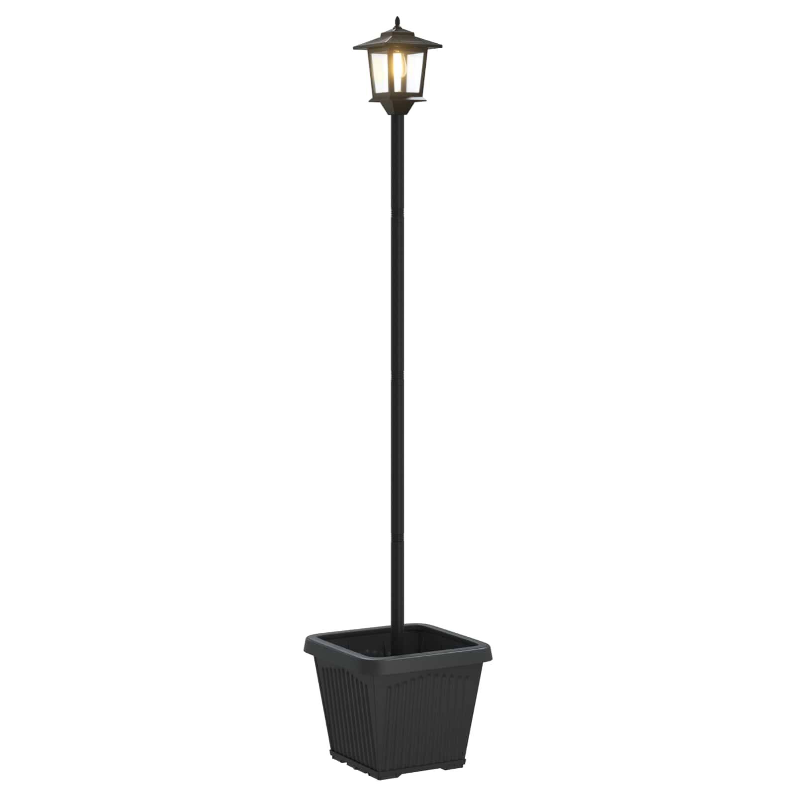 vidaXL Solar-Lampenpfosten mit Pflanzgefäß warmweiß 32 x 32 x 158 cm