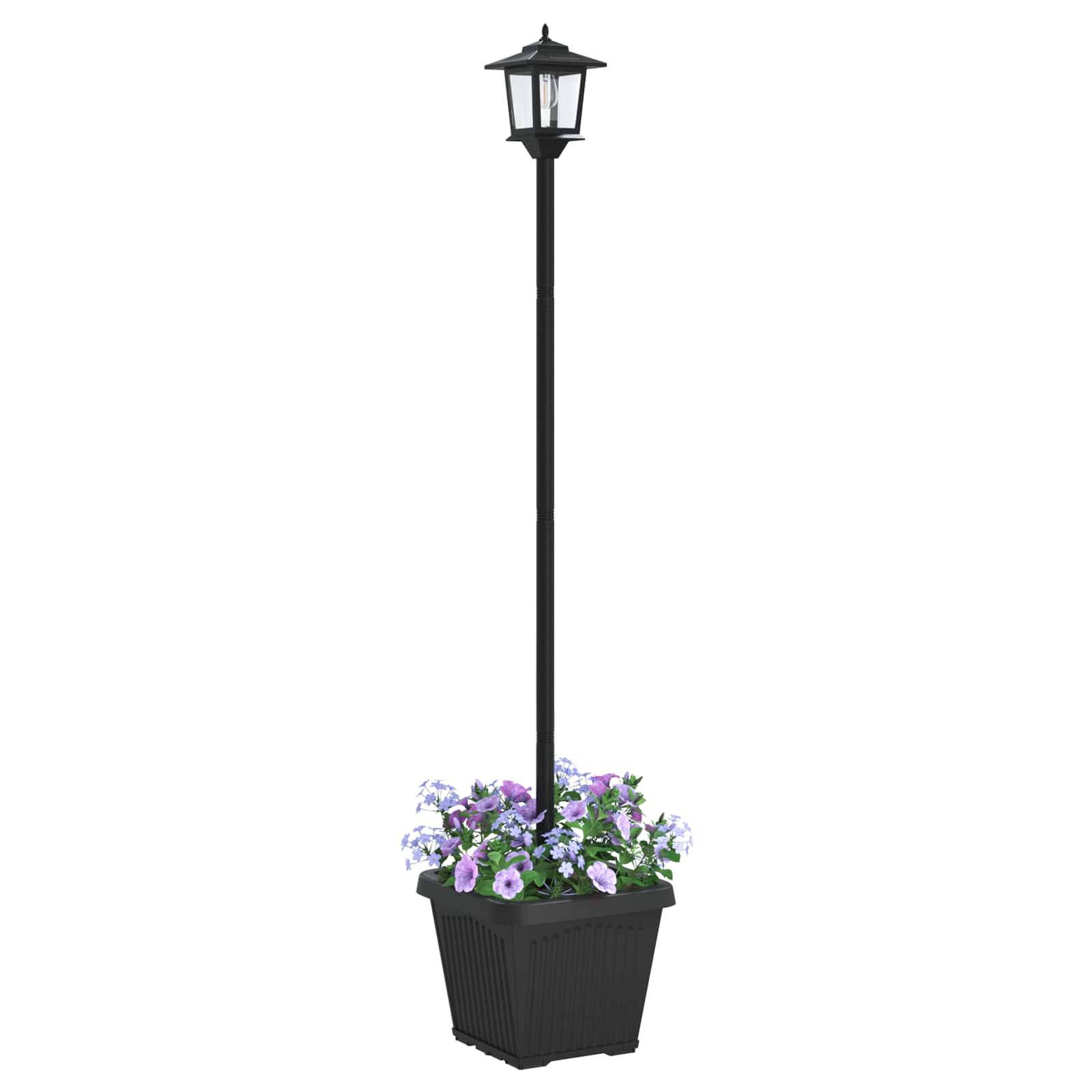 vidaXL Solar-Lampenpfosten mit Pflanzgefäß warmweiß 32 x 32 x 158 cm