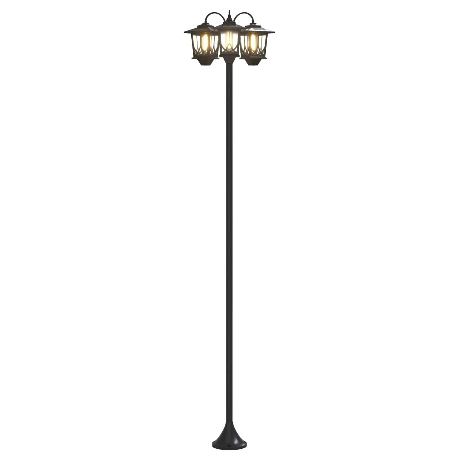 vidaXL 3-Kopf Laternenpfahl Schwarz 16 x 16 x 187 cm Aluminium und ABS