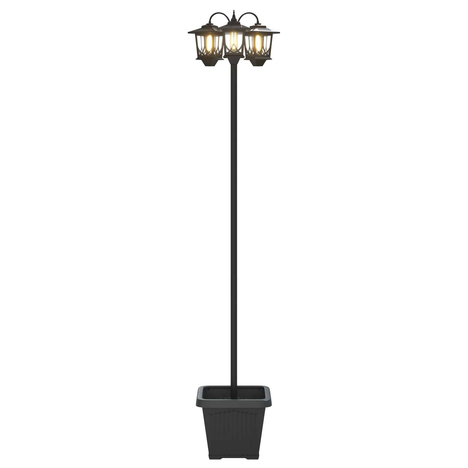 vidaXL 3-Kopf Laternenpfahl Schwarz 32 x 32 x 188 cm Aluminium und ABS