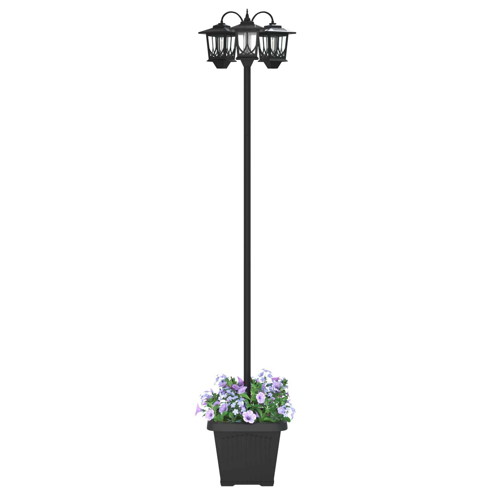vidaXL 3-Kopf Laternenpfahl Schwarz 32 x 32 x 188 cm Aluminium und ABS