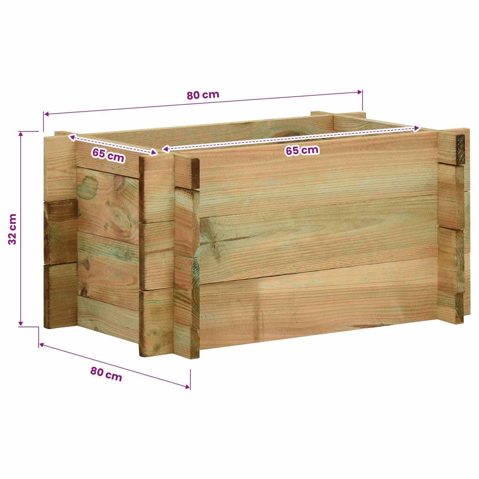vidaXL Garten Hochbeet Grün 80 x 80 x 32 cm Massives Kiefernholz