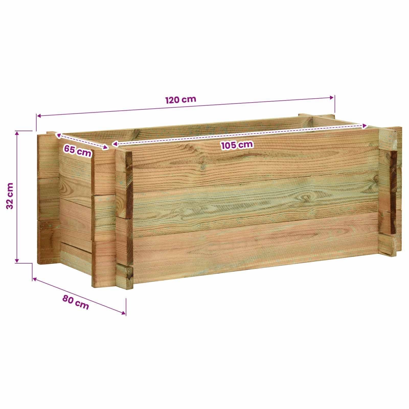 vidaXL Garten Hochbeet Grün 120 x 80 x 32 cm Massives Kiefernholz