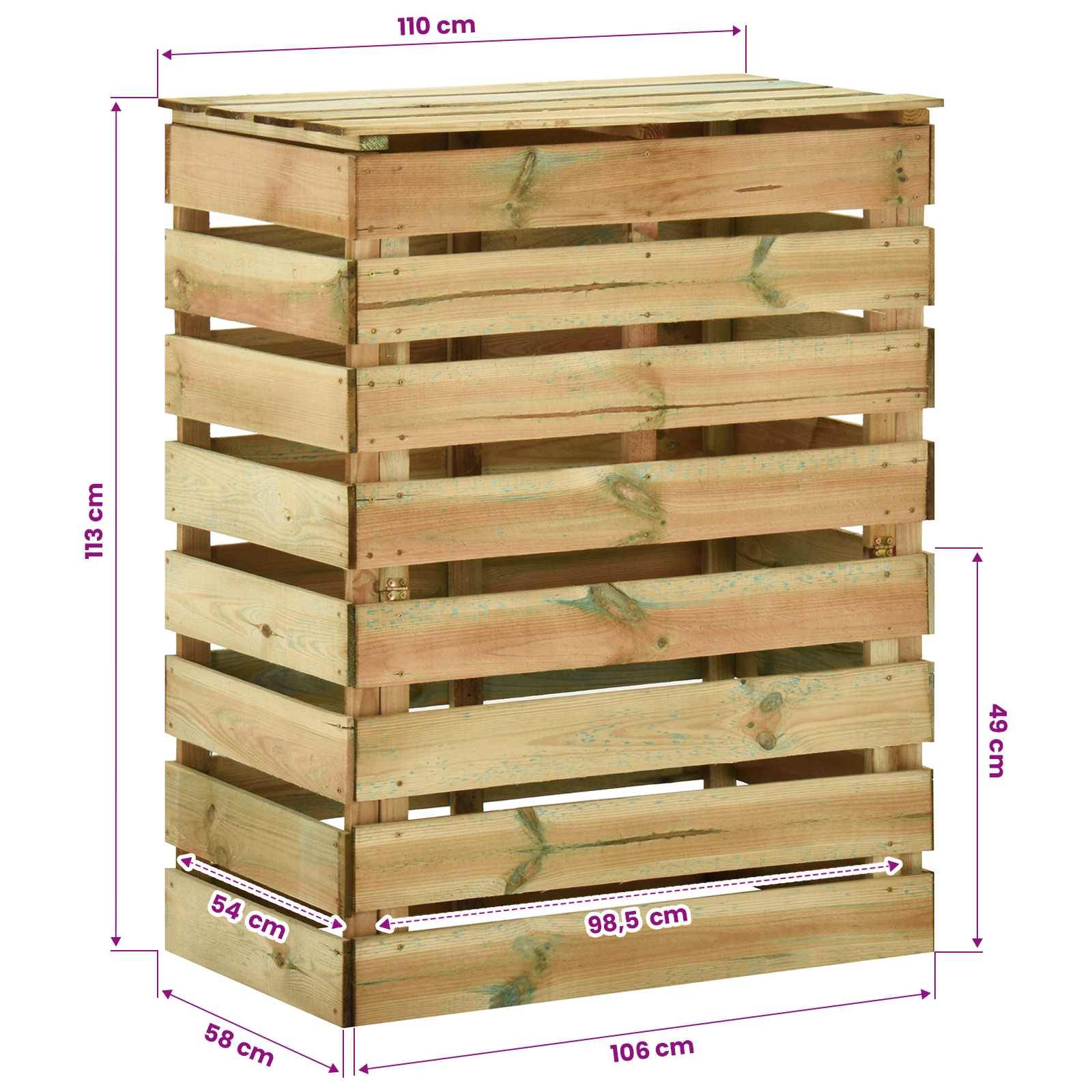 vidaXL Gartenkomposter mit Lattenstruktur Grün 110 x 58 x 113 cm