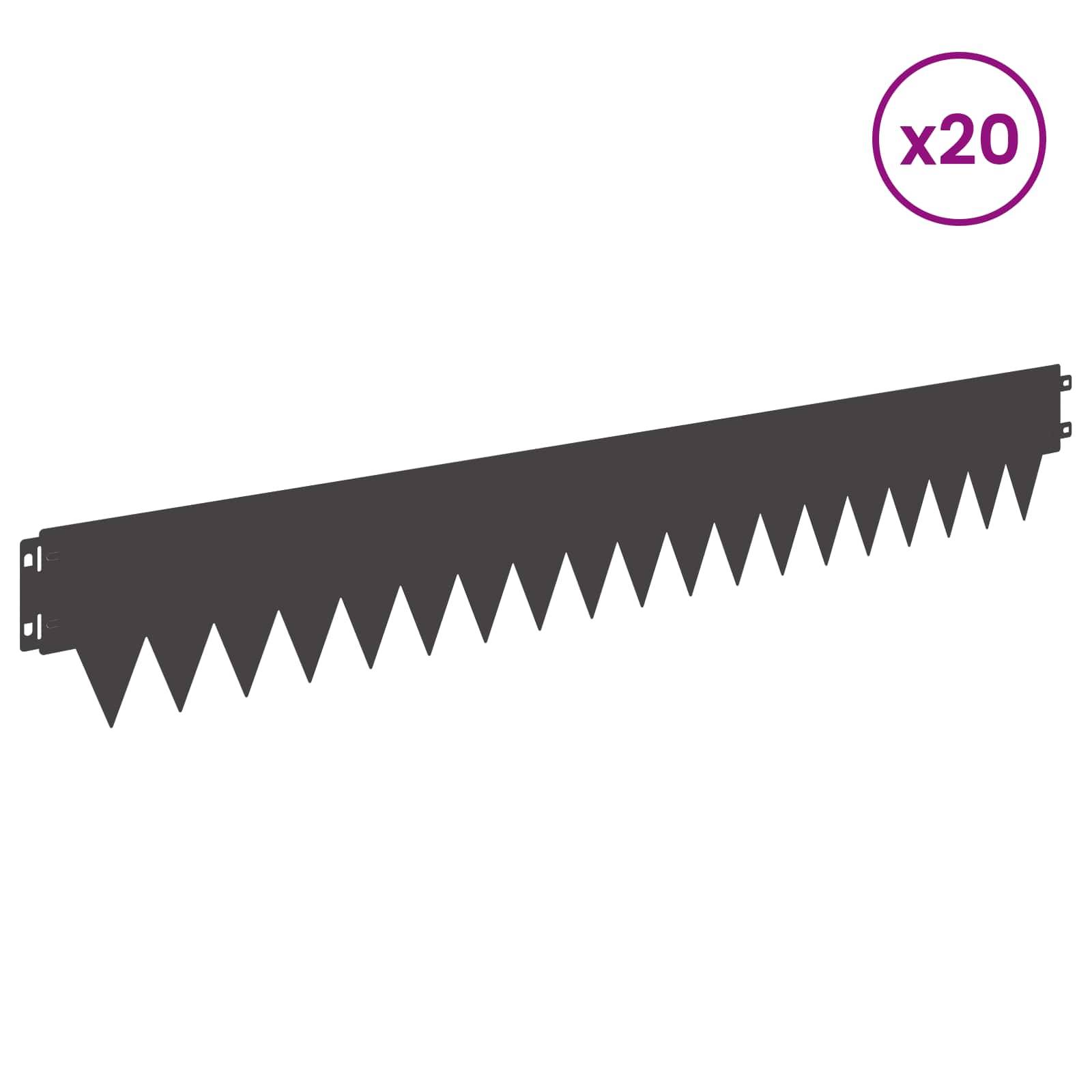 vidaXL Raseneinfassung 20 pcs 103 x 15 cm Metall Schwarz
