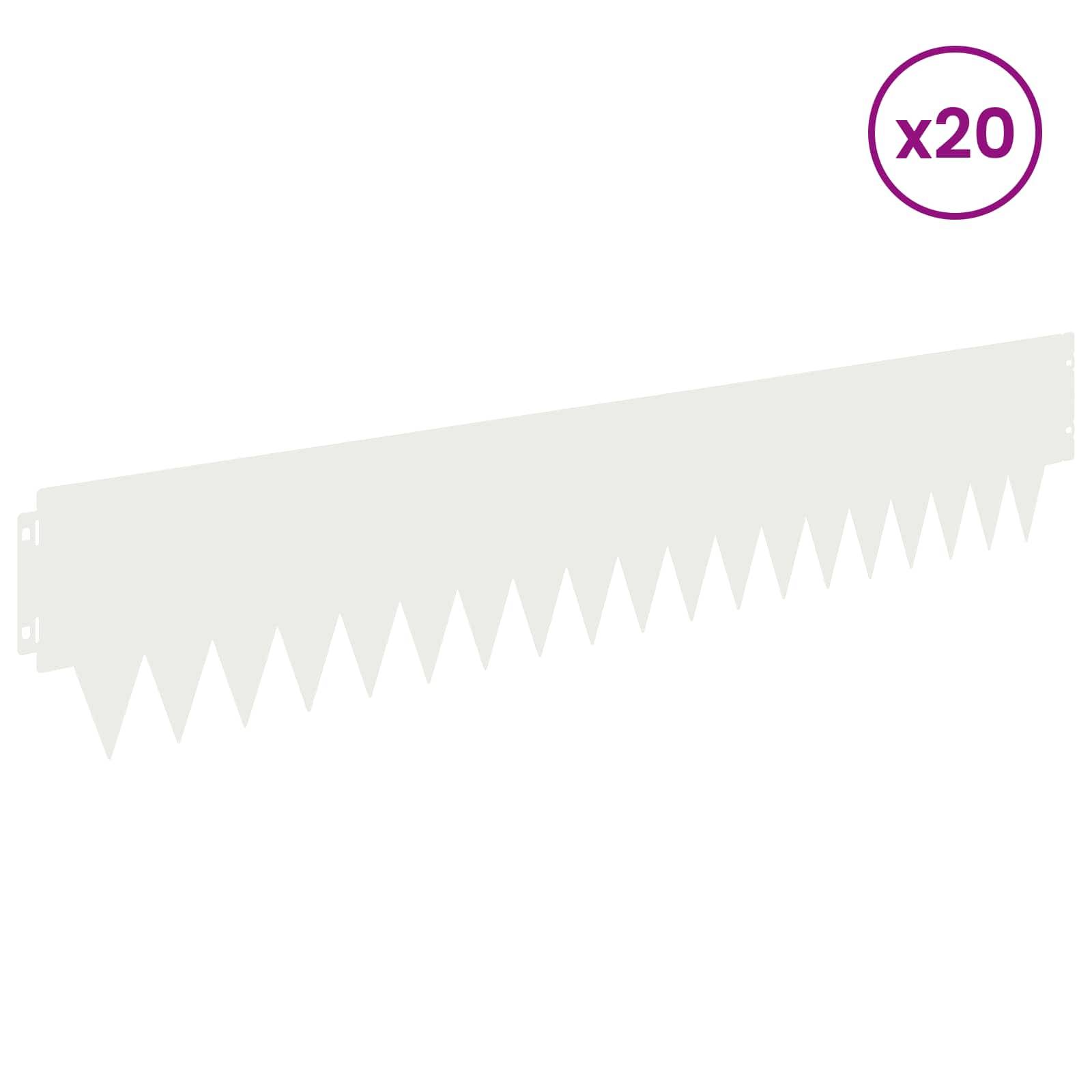 vidaXL Raseneinfassung 20 pcs 103 x 20 cm Metall Weiß