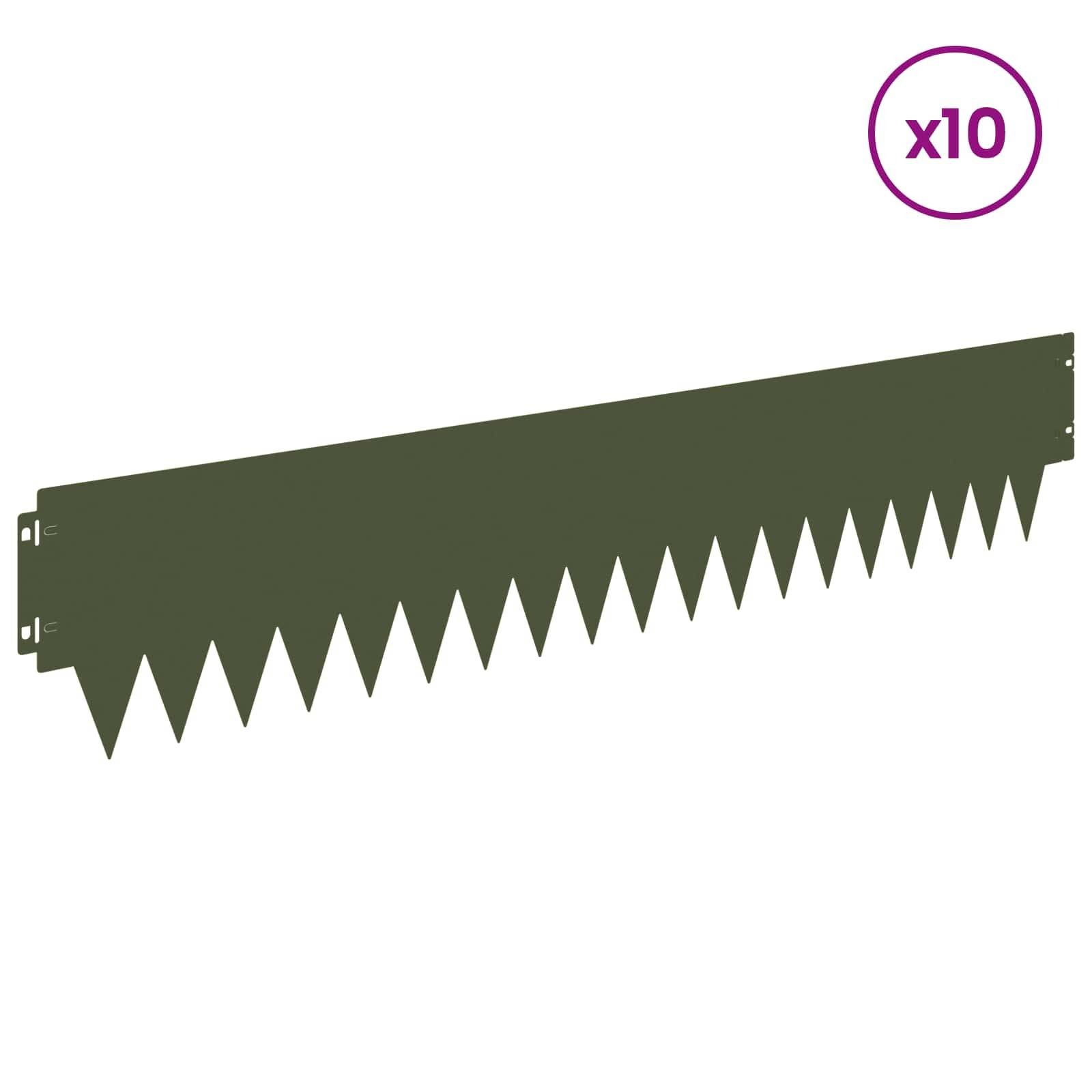 vidaXL Raseneinfassung 10 pcs 103 x 20 cm Metall Olivgrün