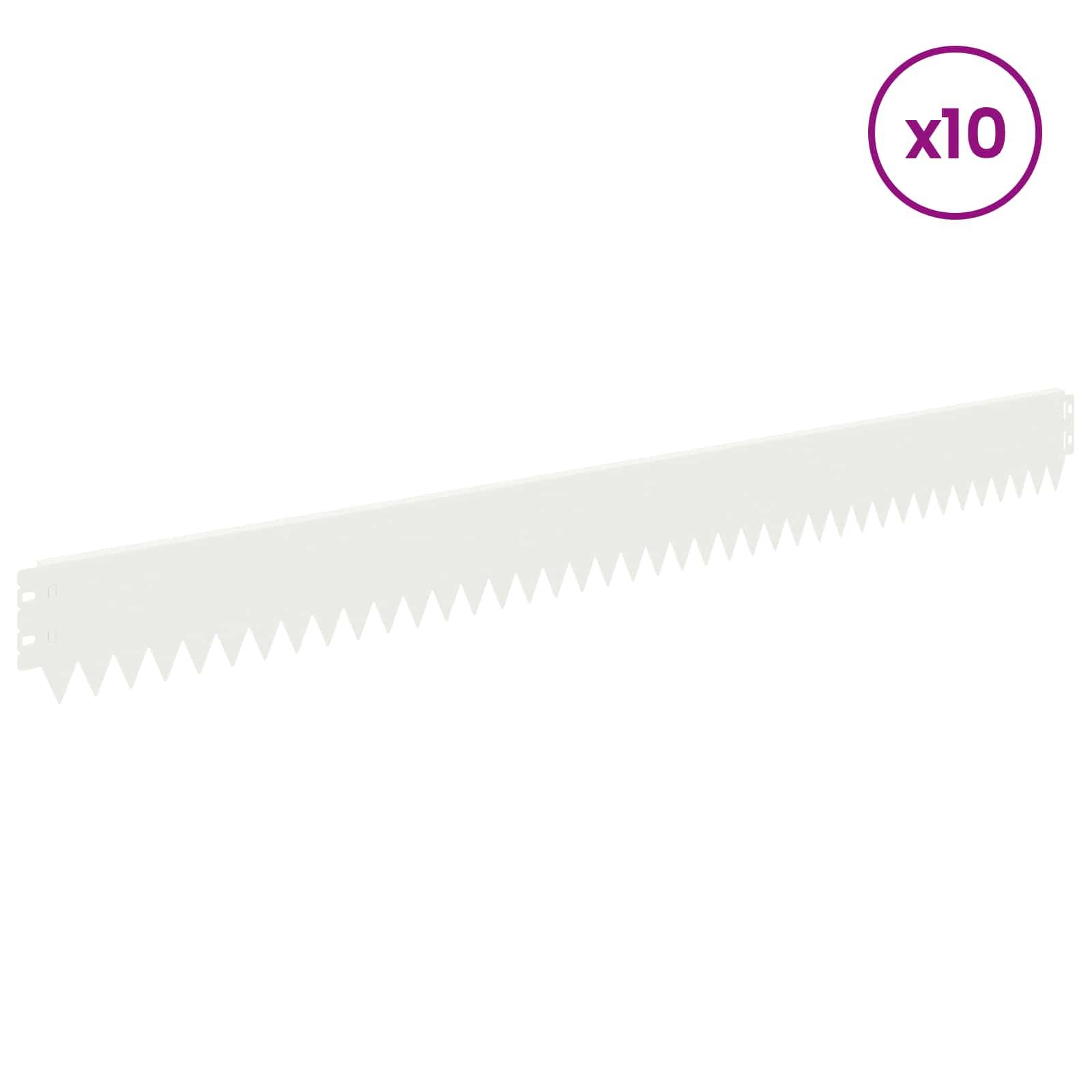 vidaXL Raseneinfassung 10 pcs 103 x 10 cm Stahl Weiß