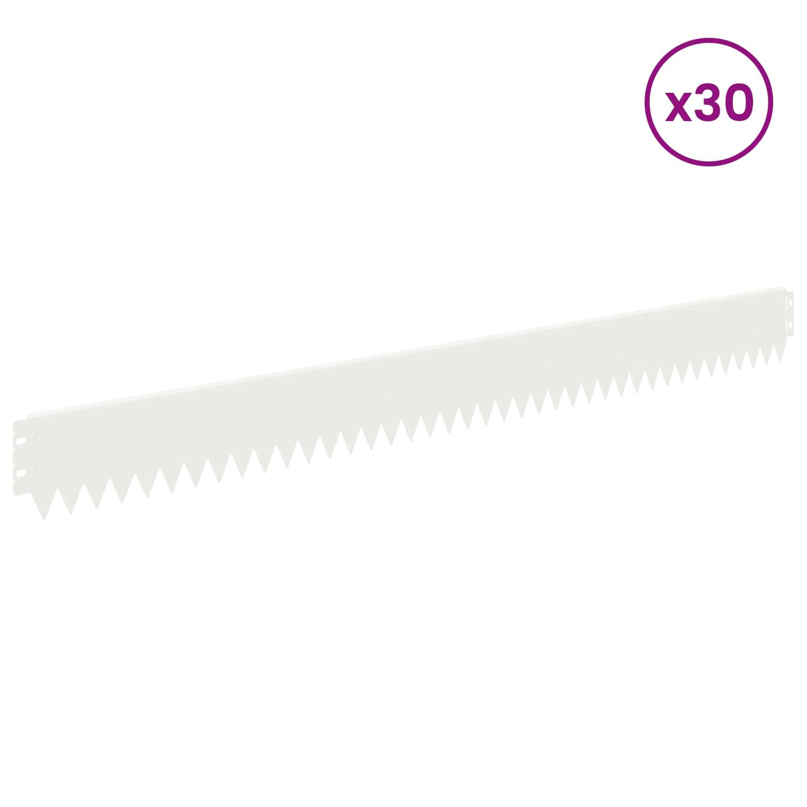 vidaXL Raseneinfassung 30 pcs 103 x 10 cm Stahl Weiß