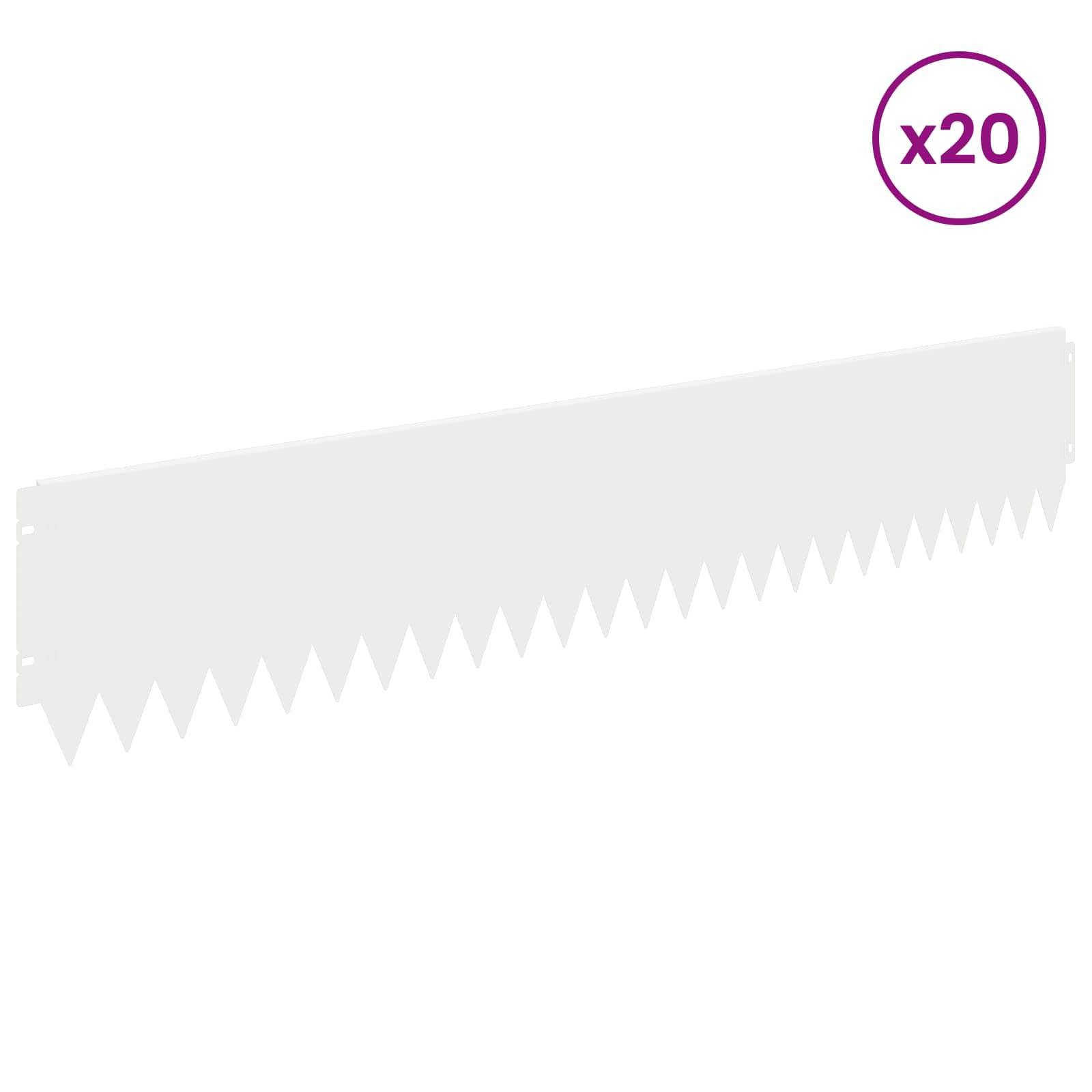 vidaXL Raseneinfassung 20 pcs 103 x 20 cm Stahl Weiß