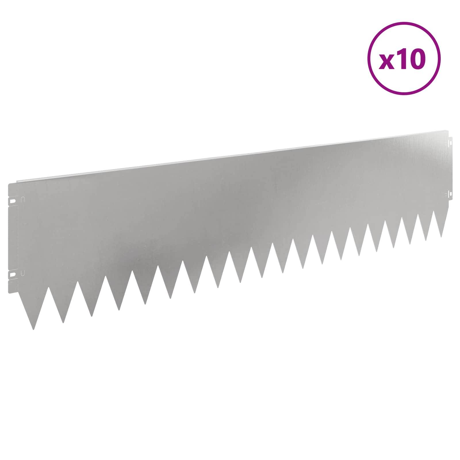 vidaXL Raseneinfassung 10 pcs 103 x 25 cm Stahl Silber