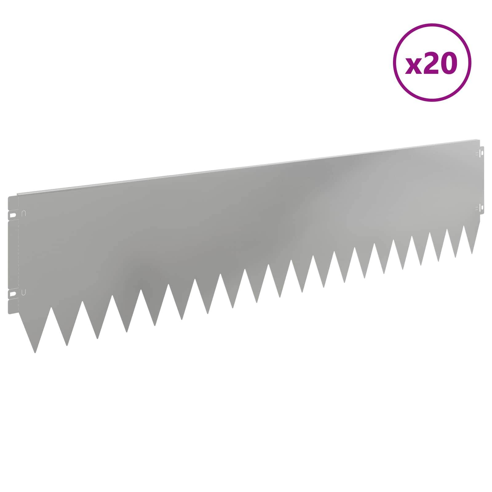 vidaXL Raseneinfassung 20 pcs 103 x 25 cm Stahl Silber