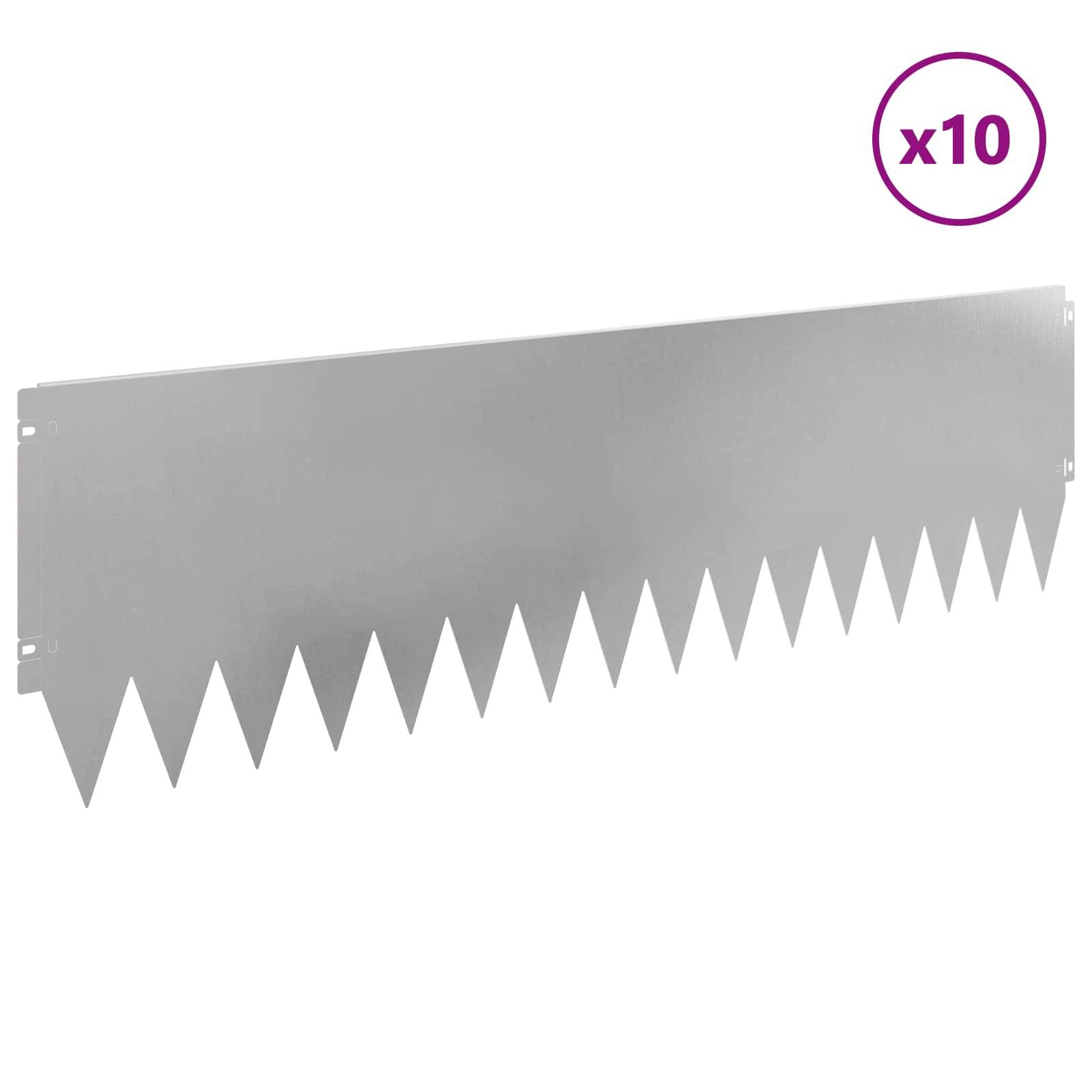 vidaXL Raseneinfassung 10 pcs 103 x 30 cm Stahl Silber
