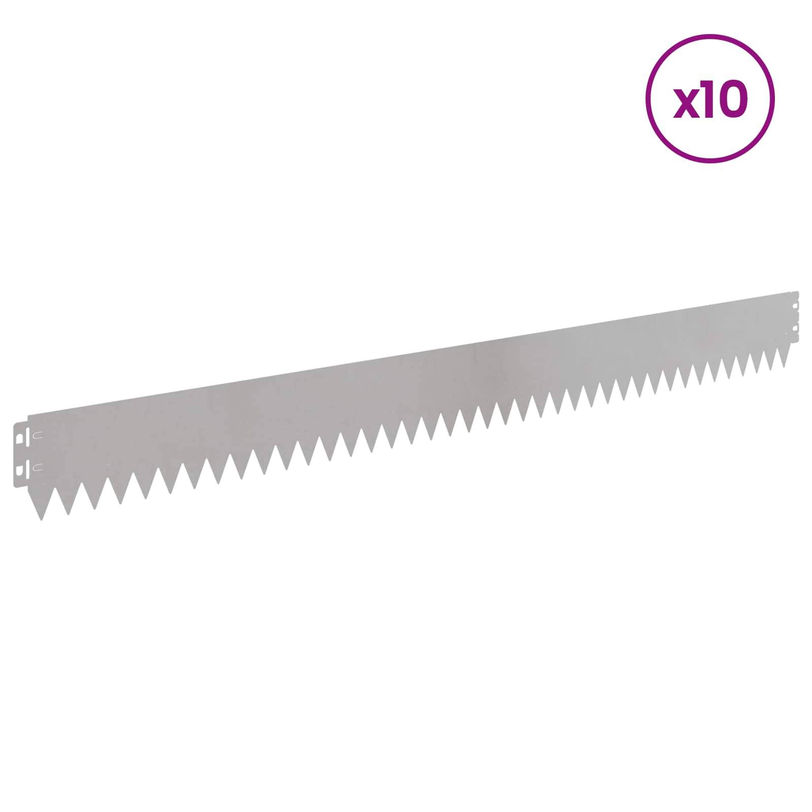 vidaXL Raseneinfassung 10 pcs 103 x 10 cm Stahl Silber