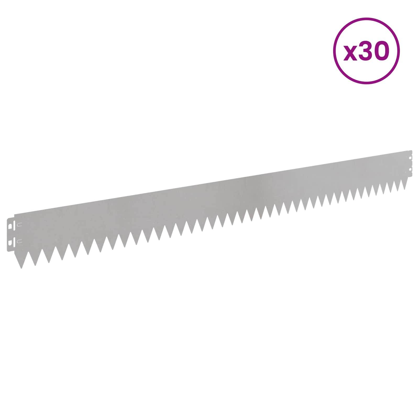 vidaXL Raseneinfassung 30 pcs 103 x 10 cm Stahl Silber