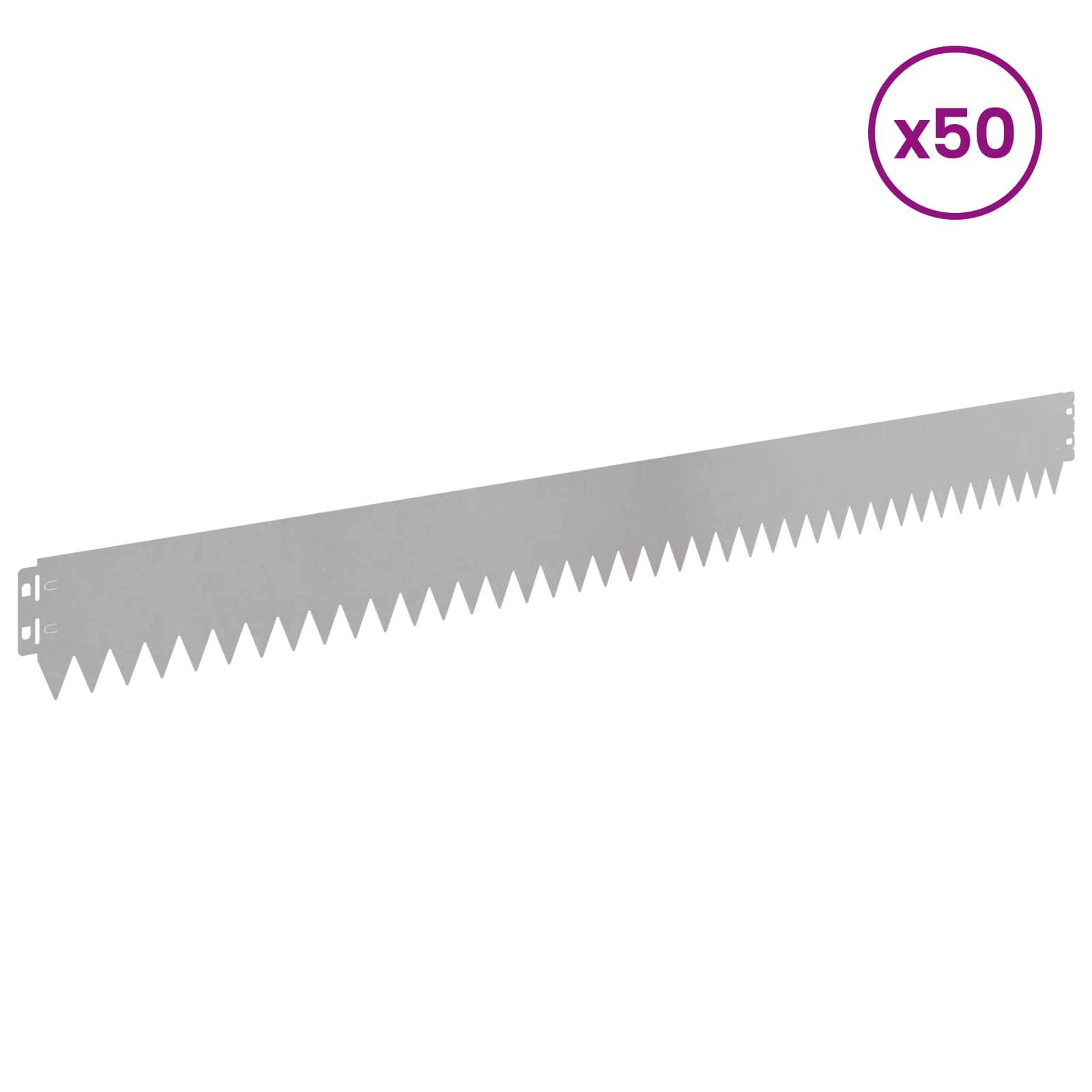 vidaXL Raseneinfassung 50 pcs 103 x 10 cm Stahl Silber