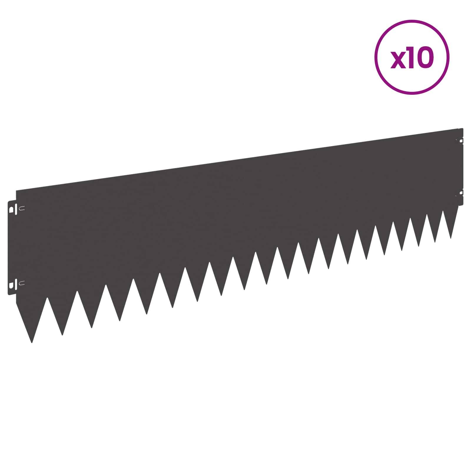 vidaXL Raseneinfassung 10 pcs 103 x 25 cm Stahl Schwarz