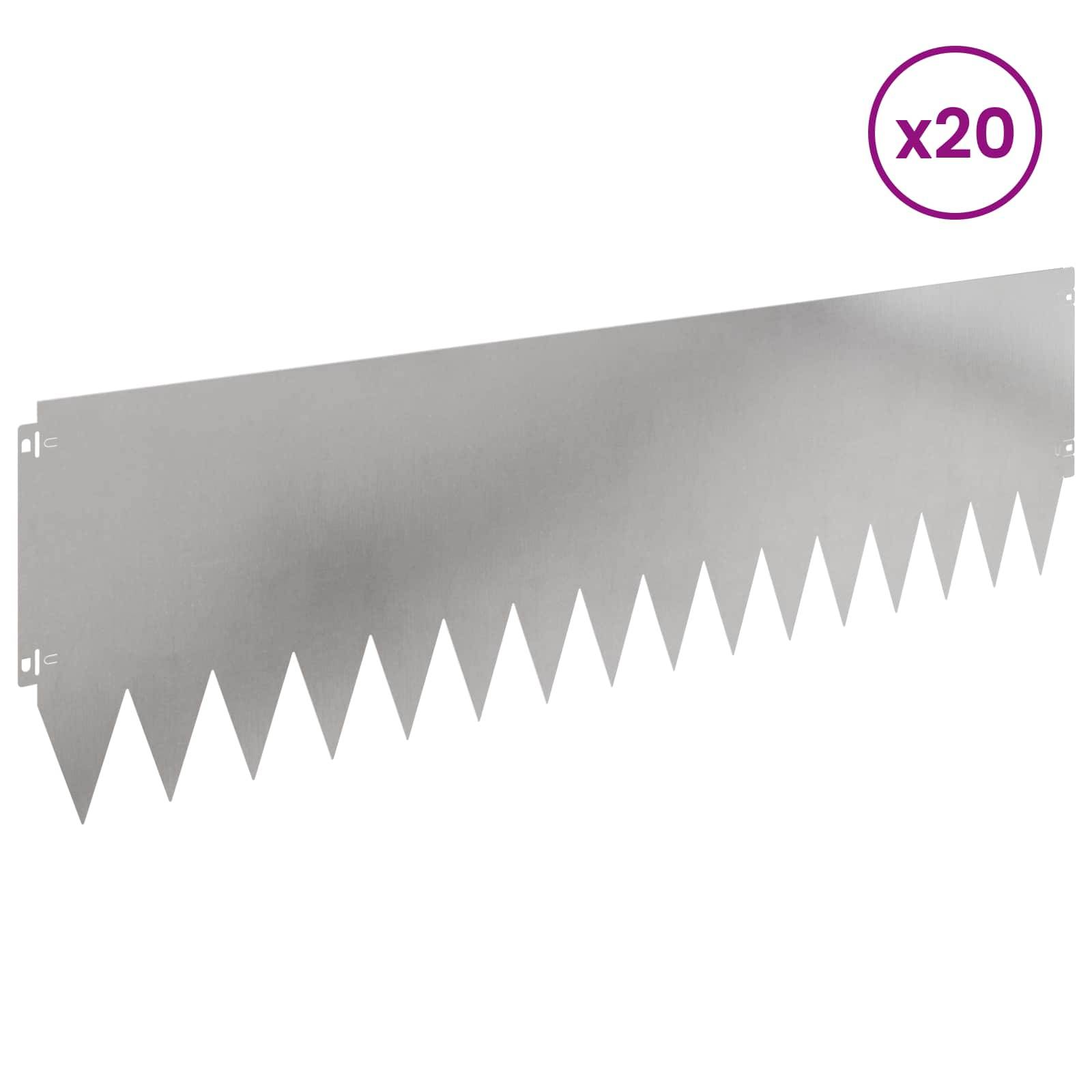 vidaXL Raseneinfassung 20 pcs 103 x 30 cm Stahl Silber