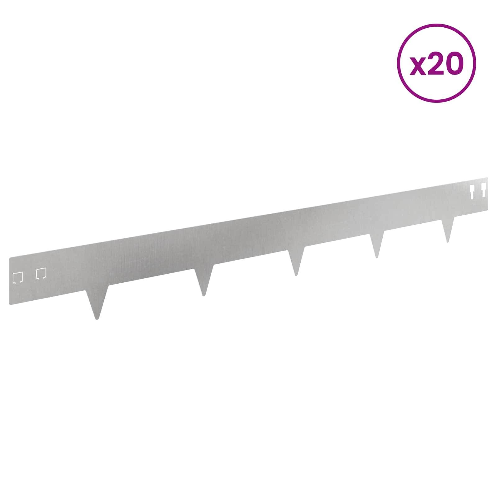 vidaXL Raseneinfassung 20 pcs 100 x 12 cm Stahl Silber