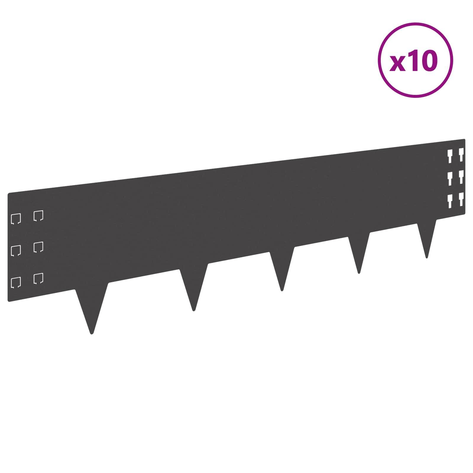 vidaXL Raseneinfassung 10 pcs 100 x 25 cm Stahl Schwarz