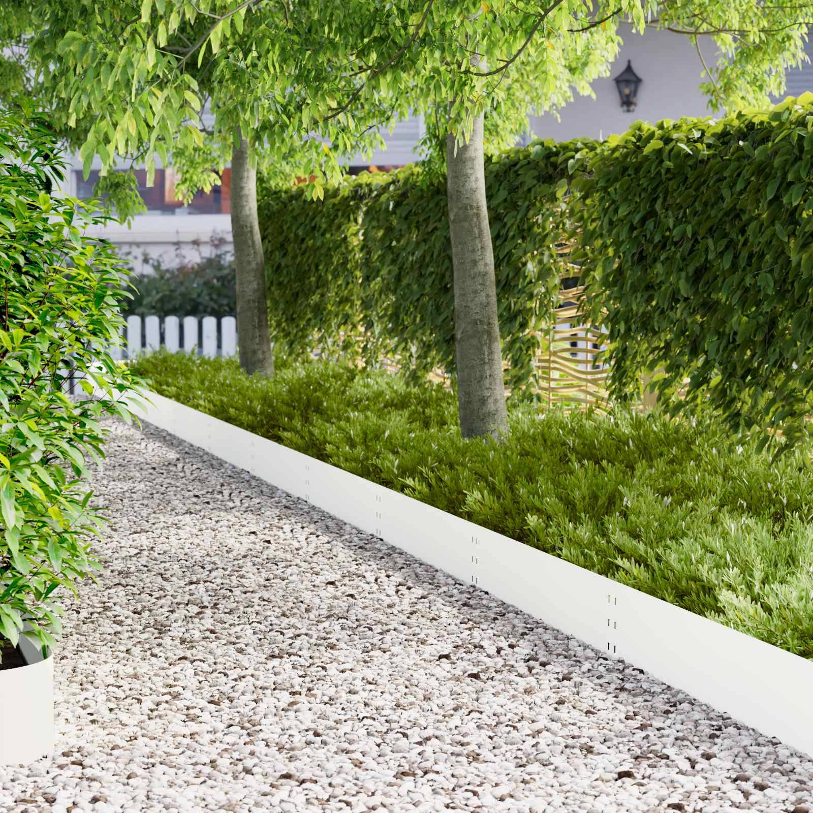 vidaXL Raseneinfassung 10 pcs 100 x 25 cm Stahl Weiß