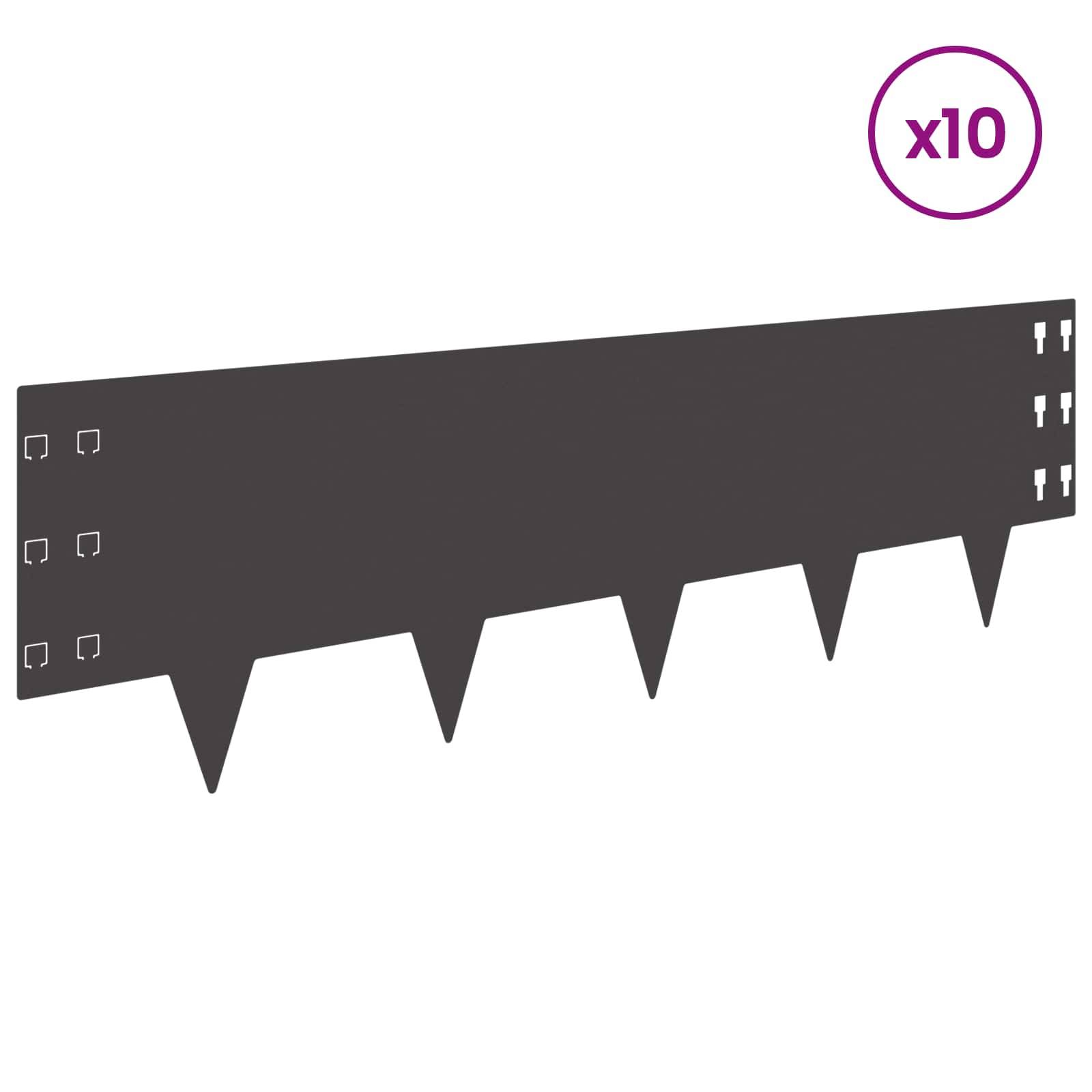 vidaXL Raseneinfassung 10 pcs 100 x 30 cm Stahl Schwarz