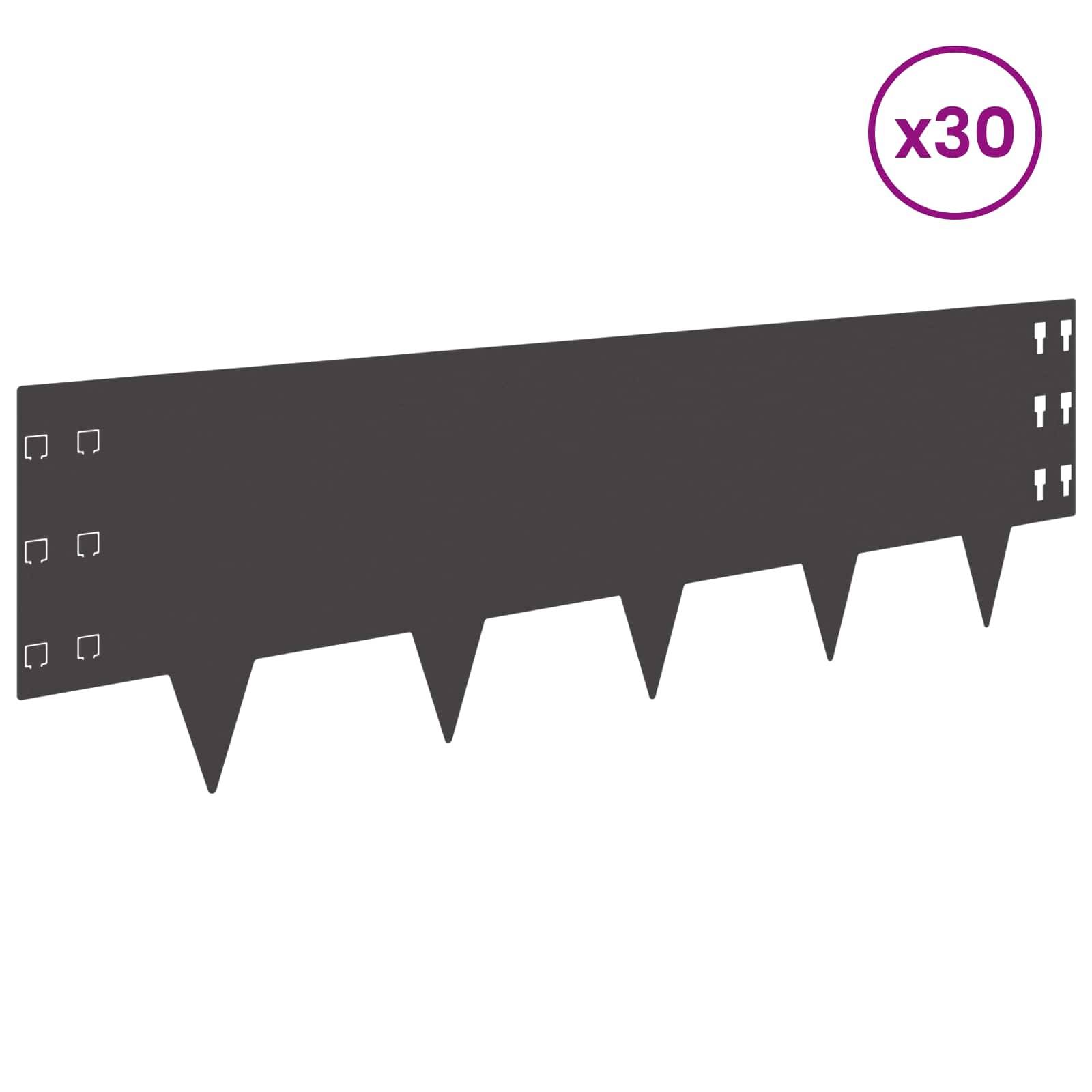 vidaXL Raseneinfassung 30 pcs 100 x 30 cm Stahl Schwarz