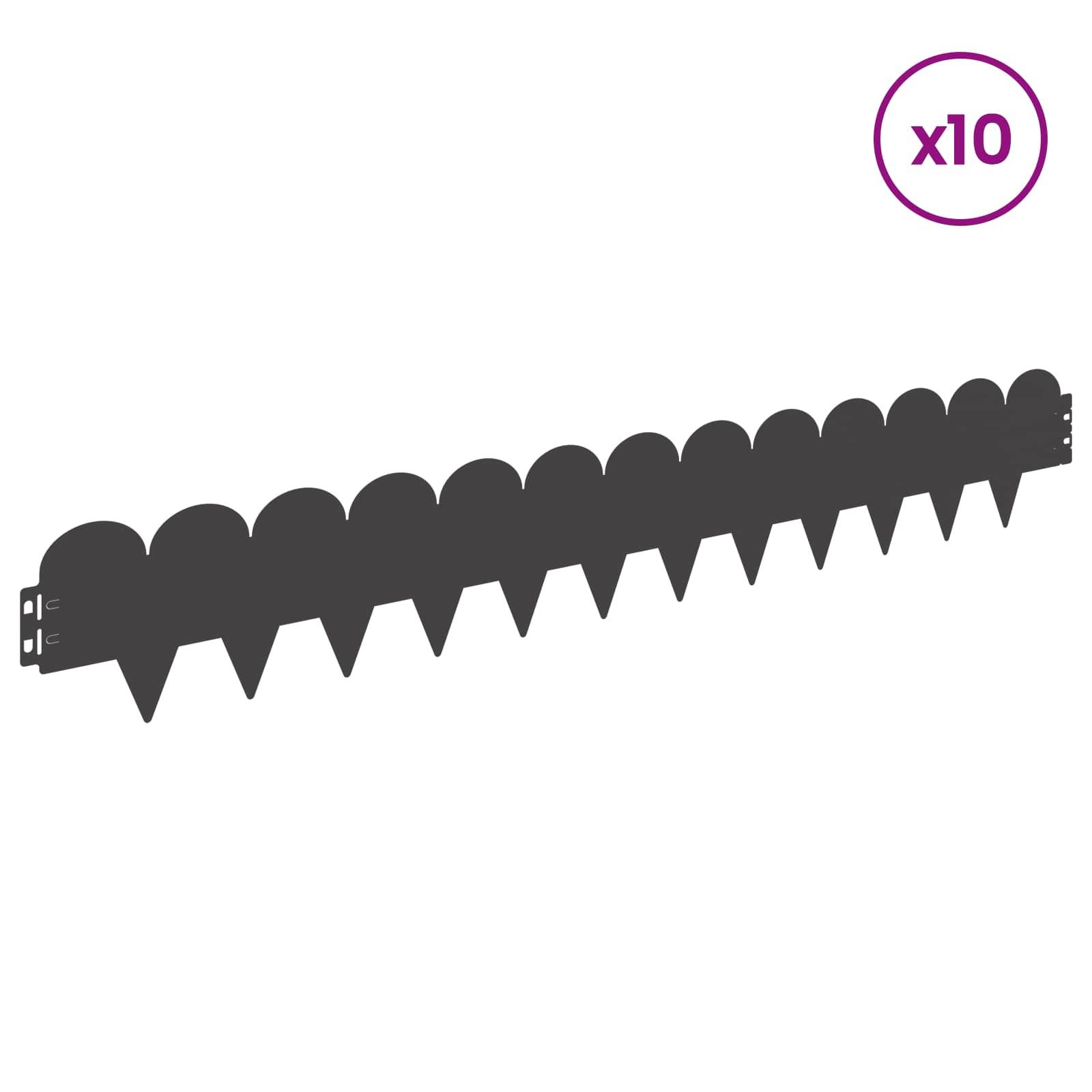 vidaXL Raseneinfassung 10 pcs 103 x 15 cm Stahl Schwarz