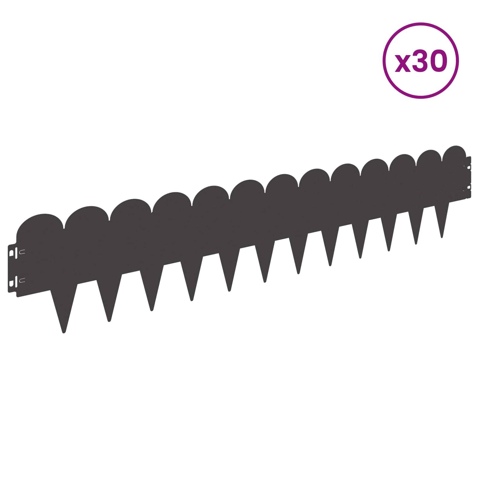 vidaXL Raseneinfassung 30 pcs 103 x 20 cm Stahl Schwarz