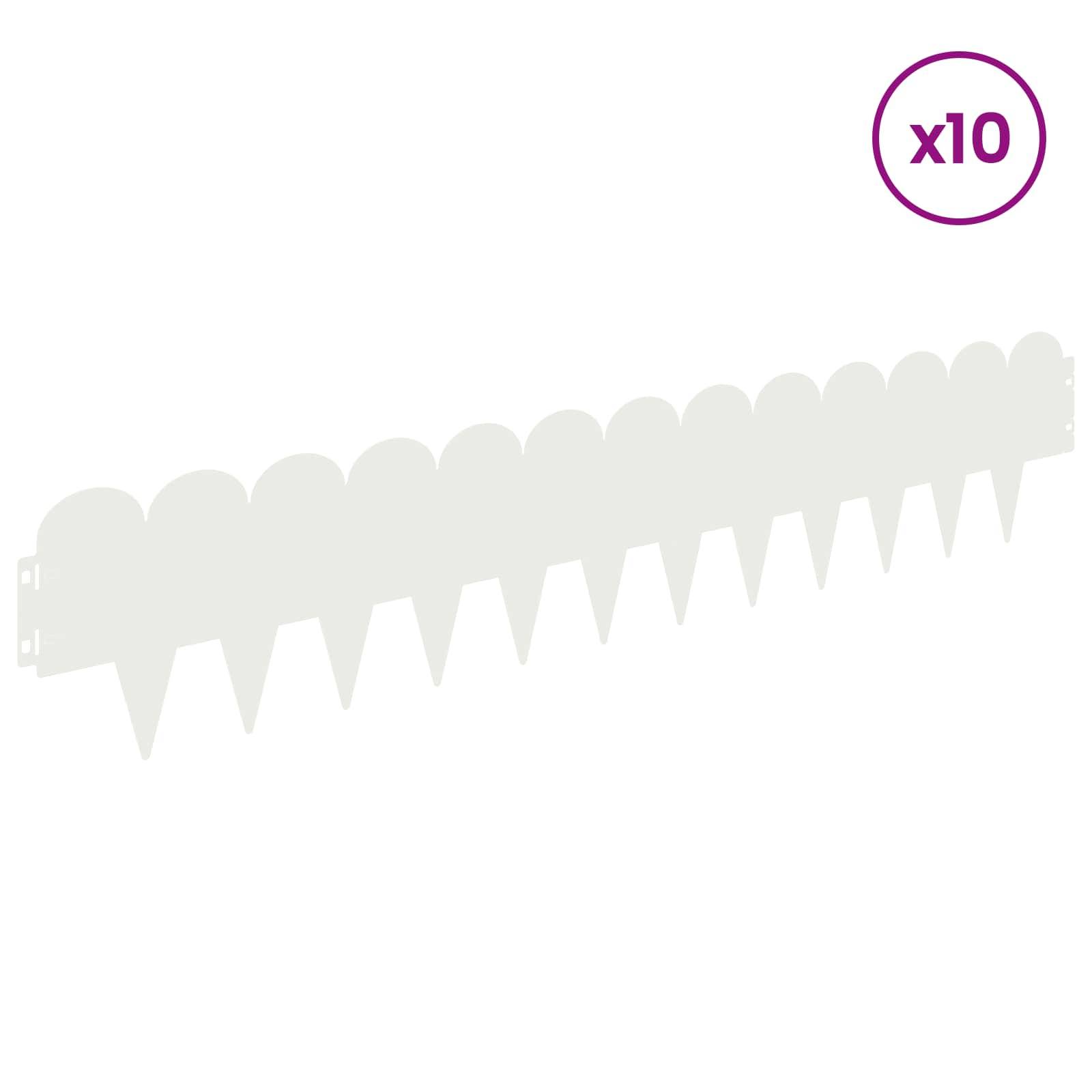 vidaXL Raseneinfassung 10 pcs 103 x 20 cm Stahl Weiß
