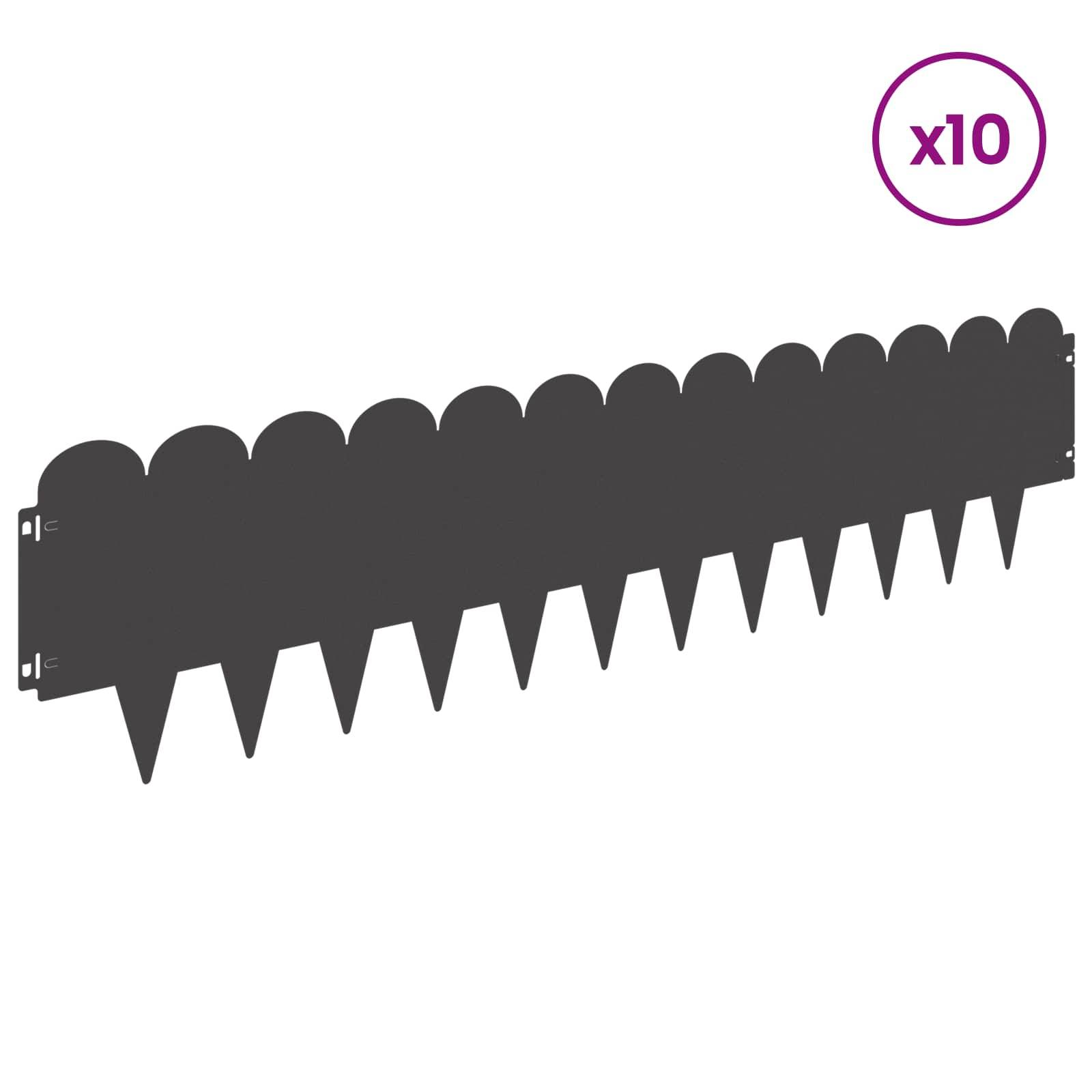vidaXL Raseneinfassung 10 pcs 103 x 25 cm Stahl Schwarz