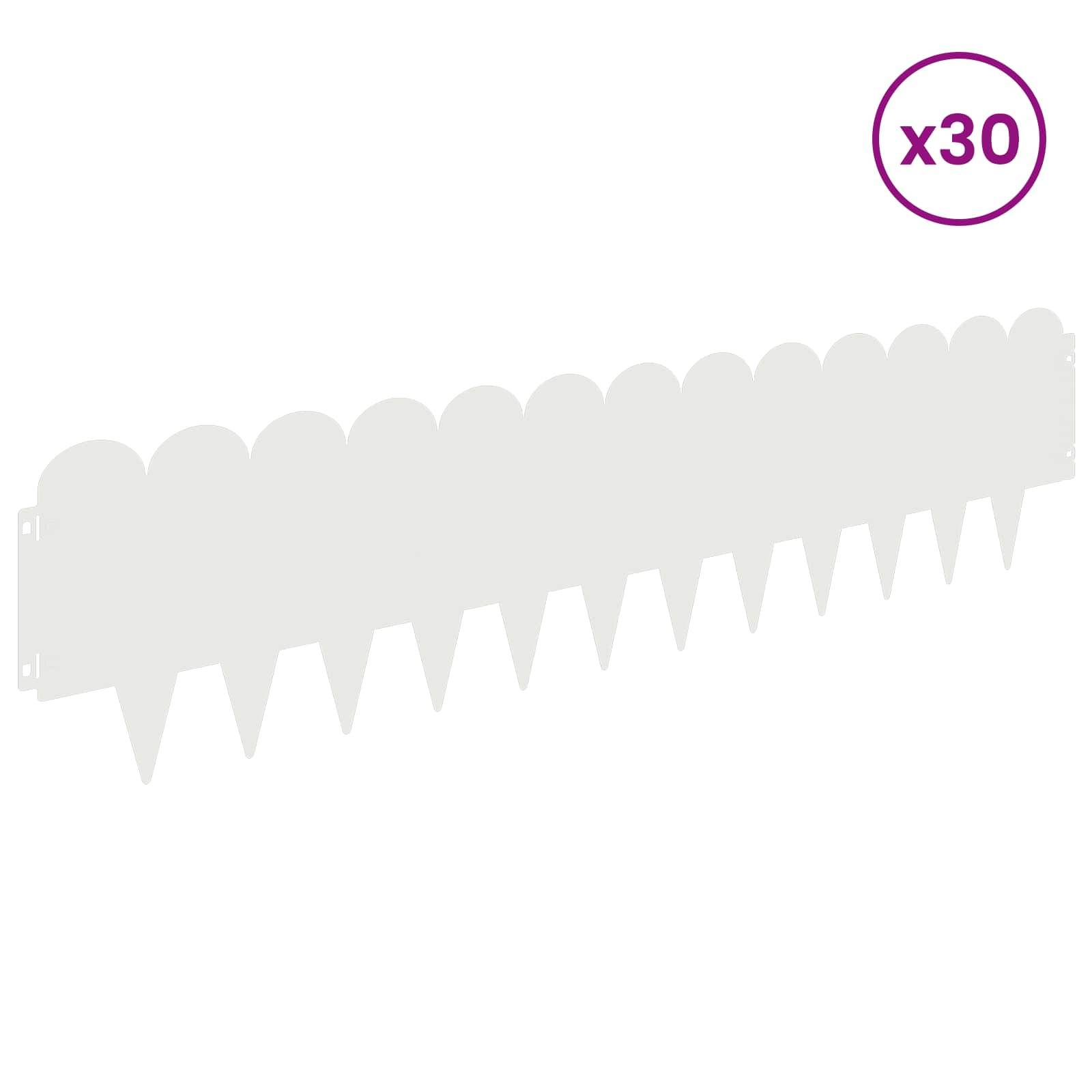 vidaXL Raseneinfassung 30 pcs 103 x 25 cm Stahl Weiß