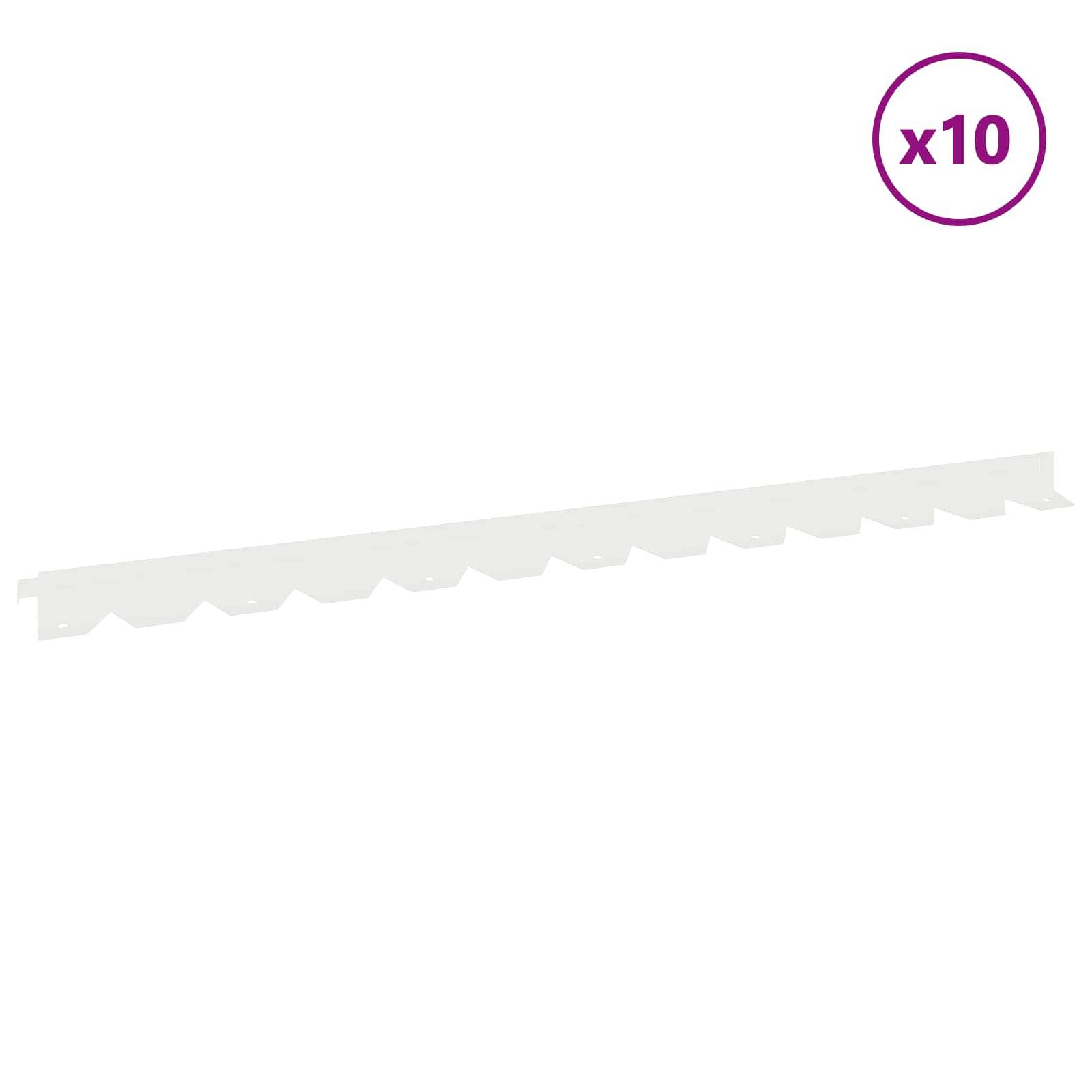 vidaXL Raseneinfassung 10 pcs 102 x 4 x 4 cm Stahl Weiß