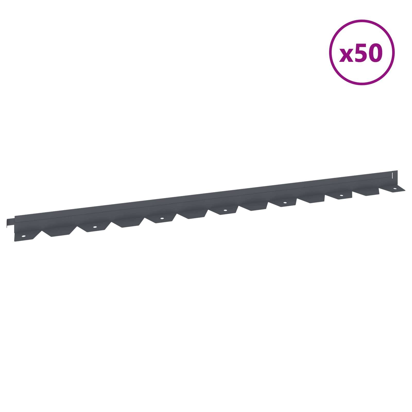 vidaXL Raseneinfassung 50 pcs 102 x 4 x 4 cm Stahl Anthrazit