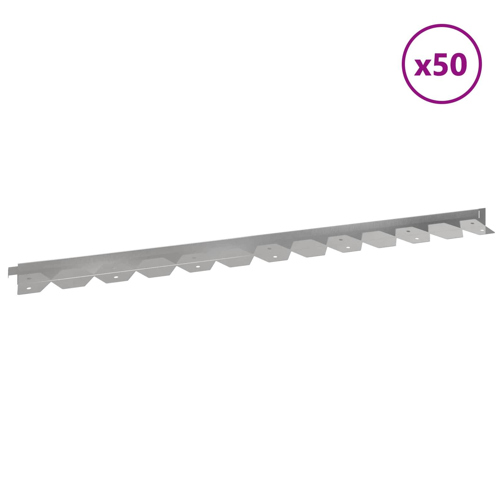 vidaXL Raseneinfassung 50 pcs 102 x 4 x 4 cm Stahl Silber