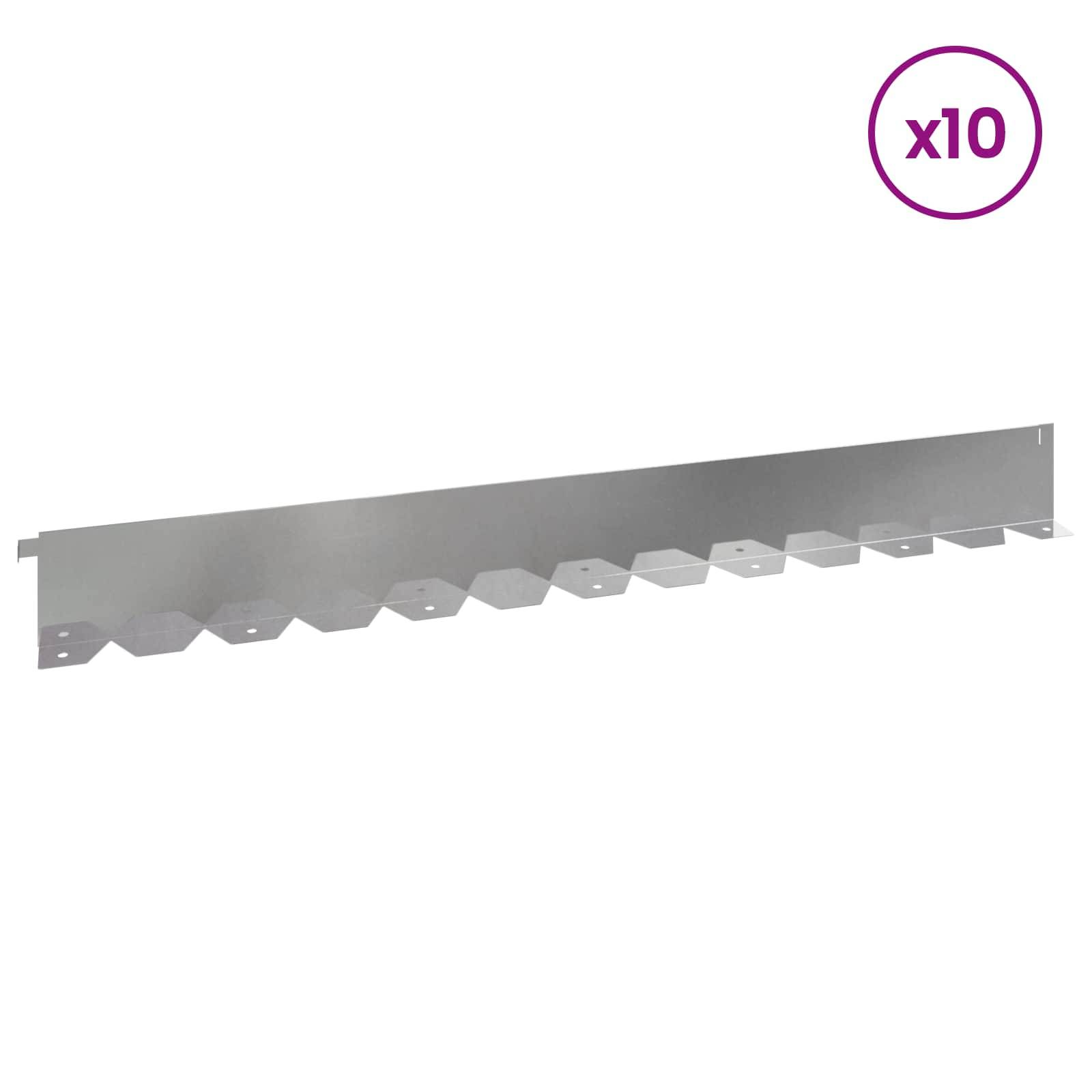 vidaXL Raseneinfassung 10 pcs 102 x 10 x 4 cm Stahl Silber