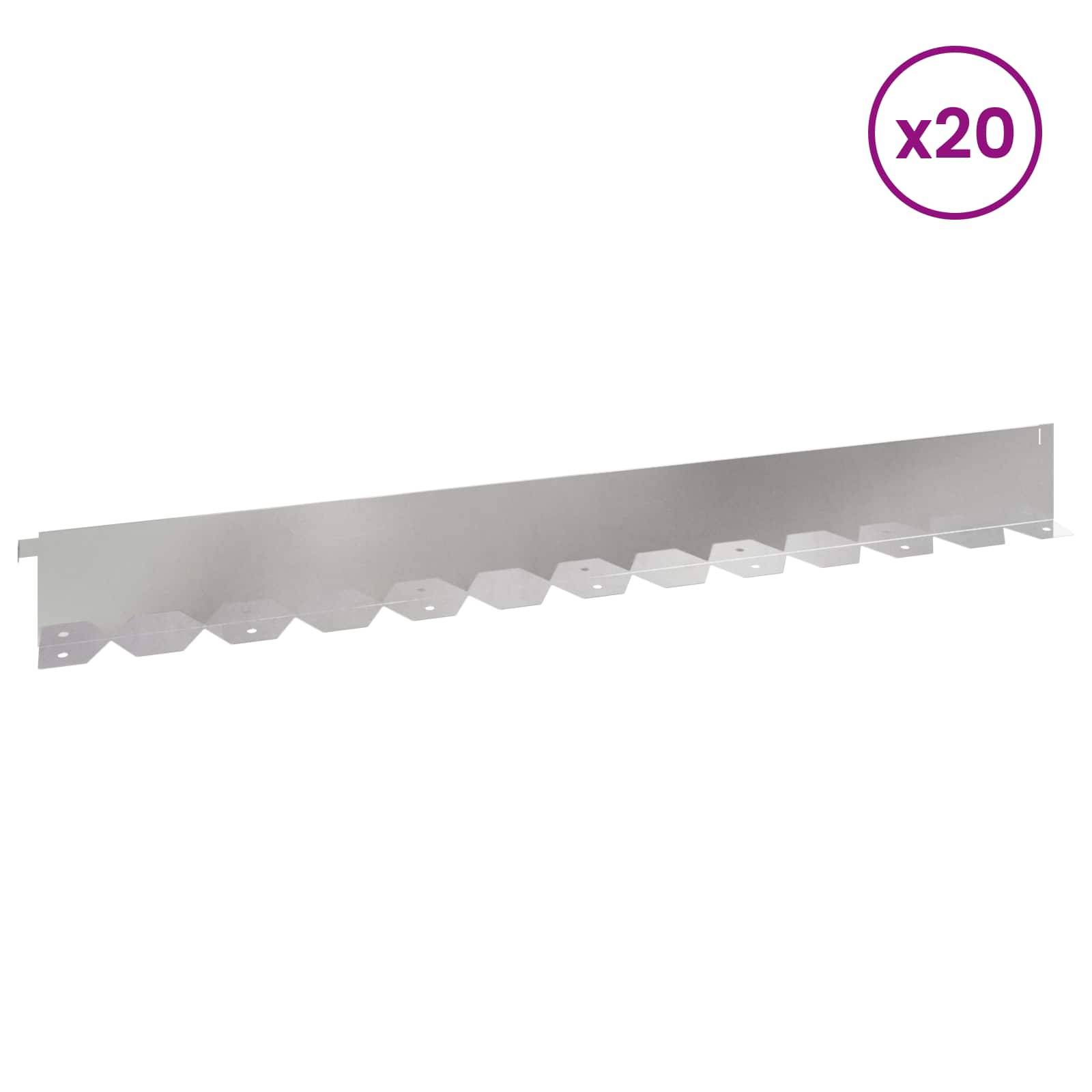vidaXL Raseneinfassung 20 pcs 102 x 10 x 4 cm Stahl Silber