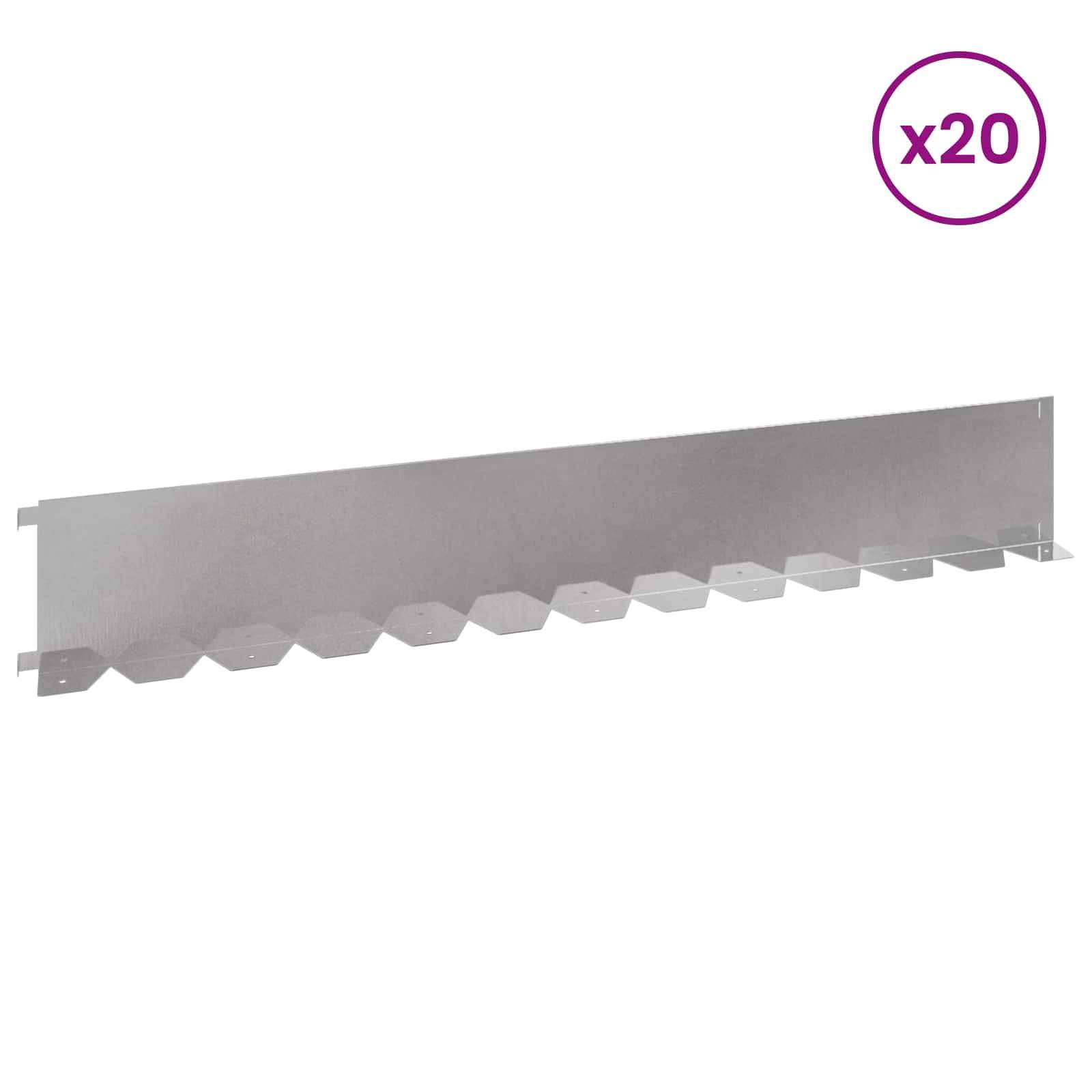 vidaXL Raseneinfassung 20 pcs 102 x 15 x 4 cm Stahl Silber
