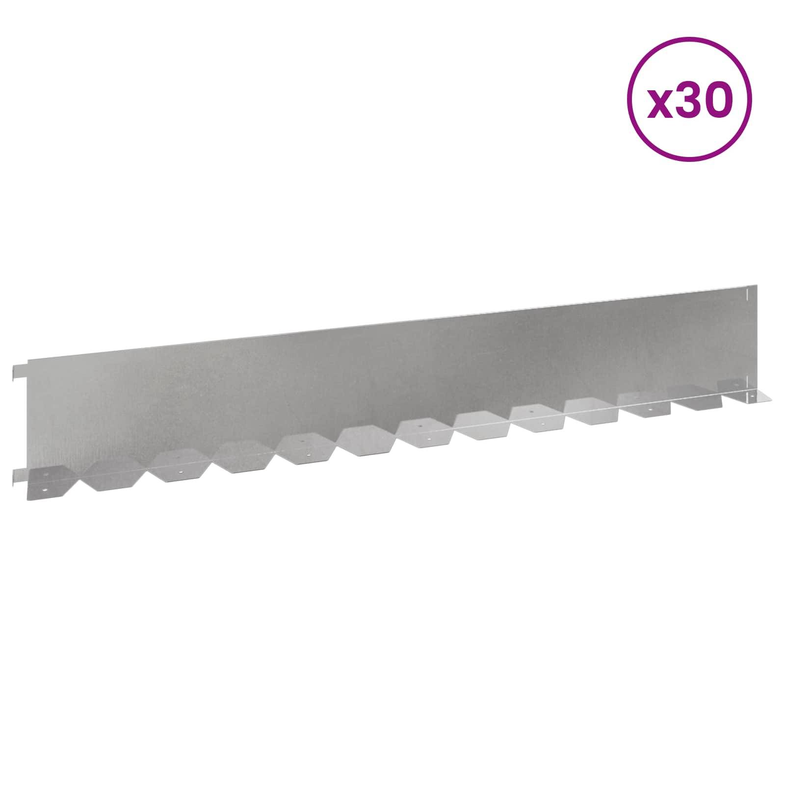 vidaXL Raseneinfassung 30 pcs 102 x 15 x 4 cm Stahl Silber