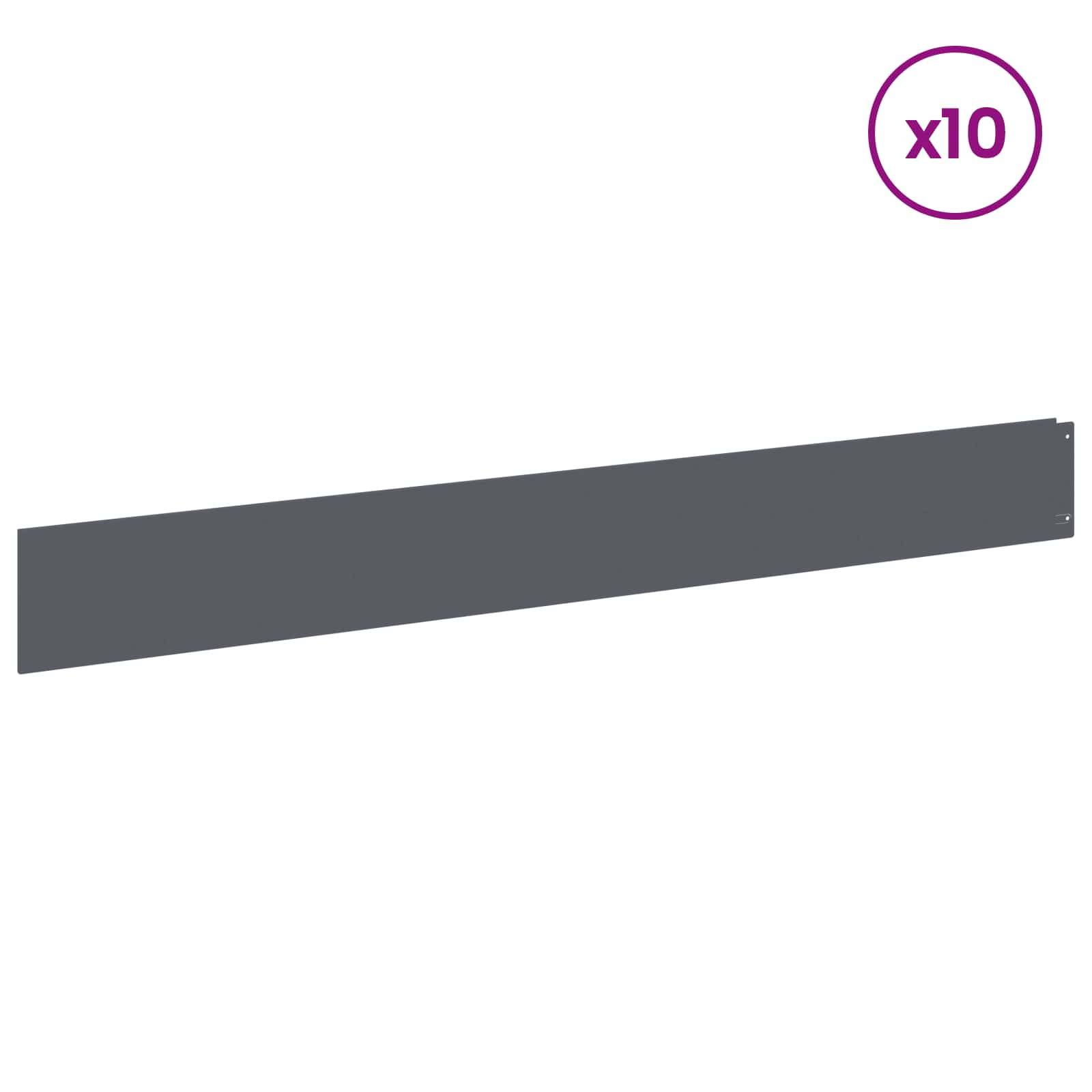 vidaXL Raseneinfassung 10 pcs 100 x 12 cm Stahl Anthrazit