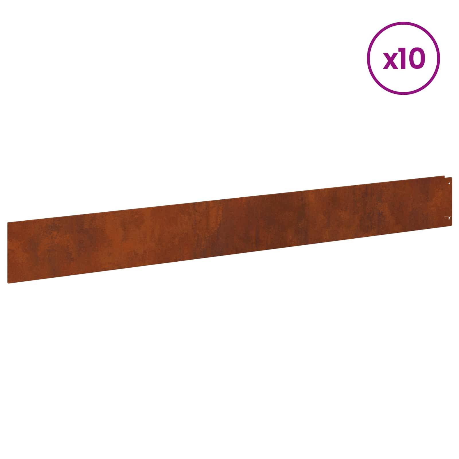 vidaXL Raseneinfassung 10 pcs 100 x 12 cm Stahl Rostig
