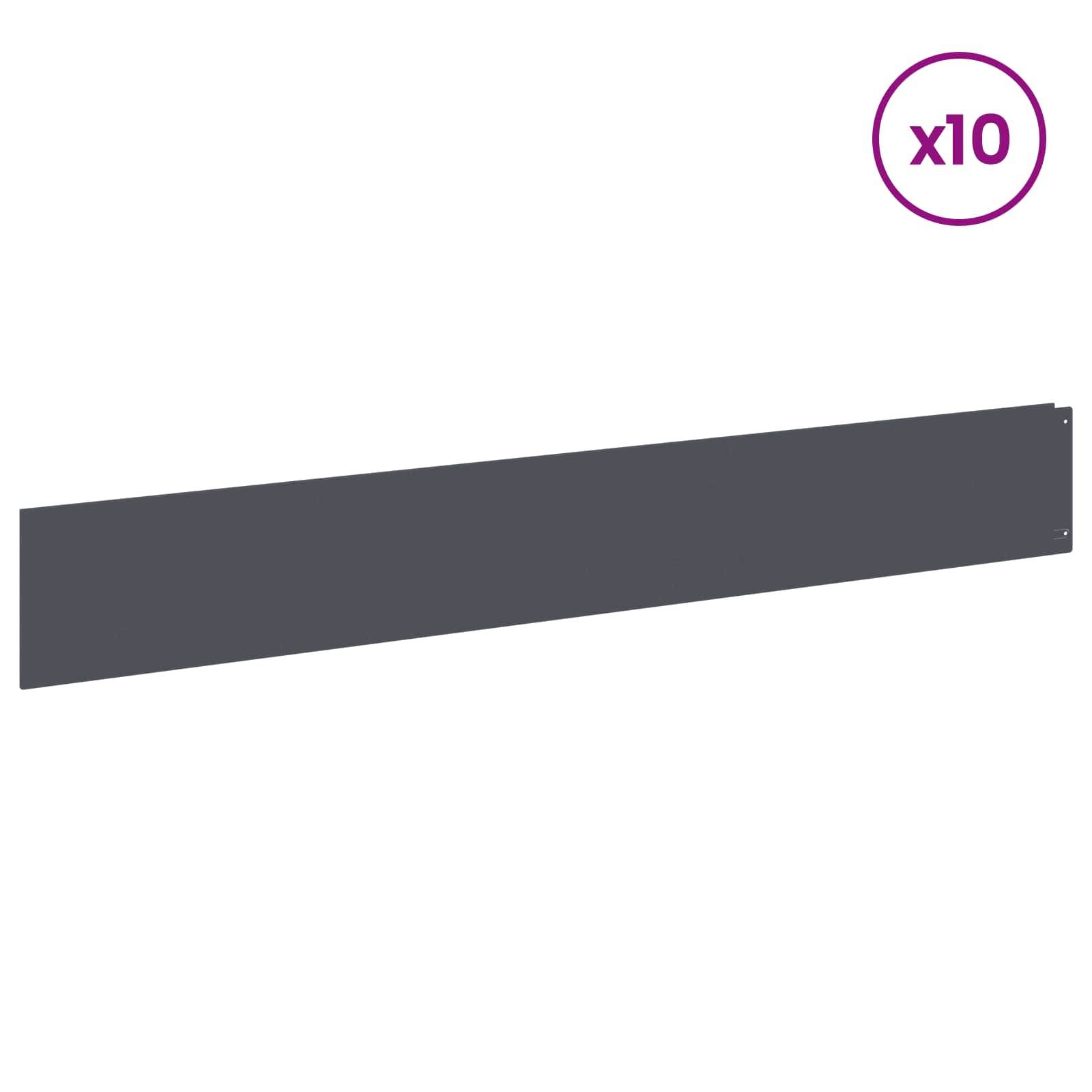 vidaXL Raseneinfassung 10 pcs 100 x 15 cm Stahl Anthrazit