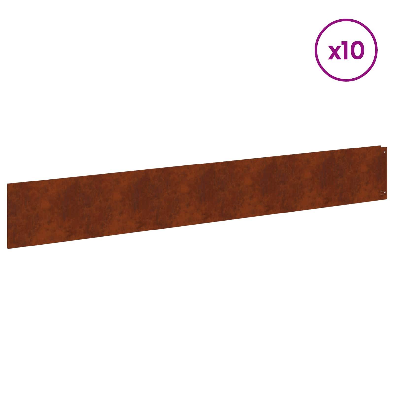 vidaXL Raseneinfassung 10 pcs 100 x 15 cm Stahl Rostig