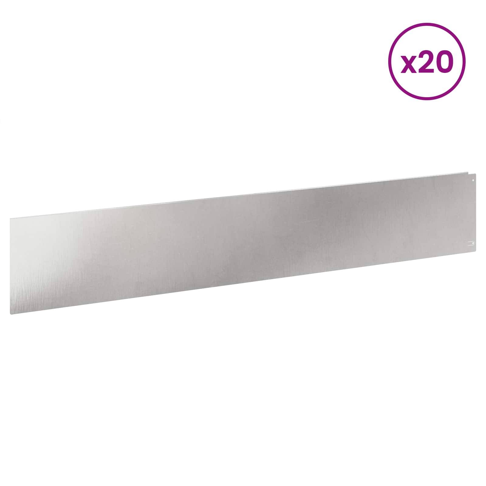 vidaXL Raseneinfassung 20 pcs 100 x 18 cm Stahl Silber
