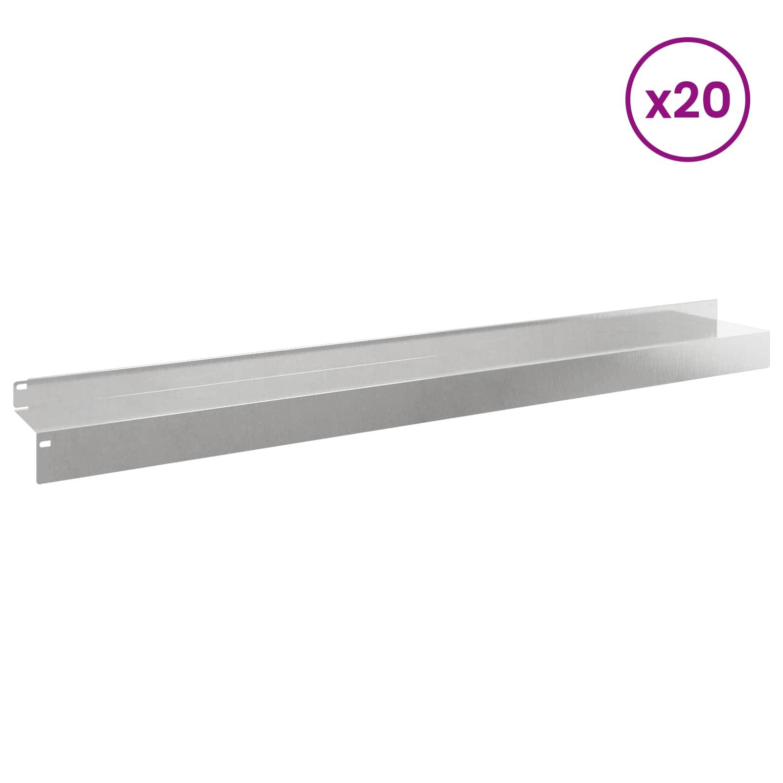vidaXL Raseneinfassung 20 pcs 100 x 10 x 8 cm Stahl Silber