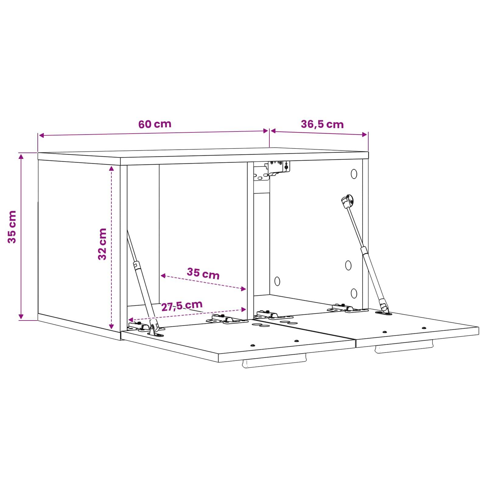 vidaXL Wandschrank Altholz 60 x 36,5 x 35 cm Holzwerkstoff