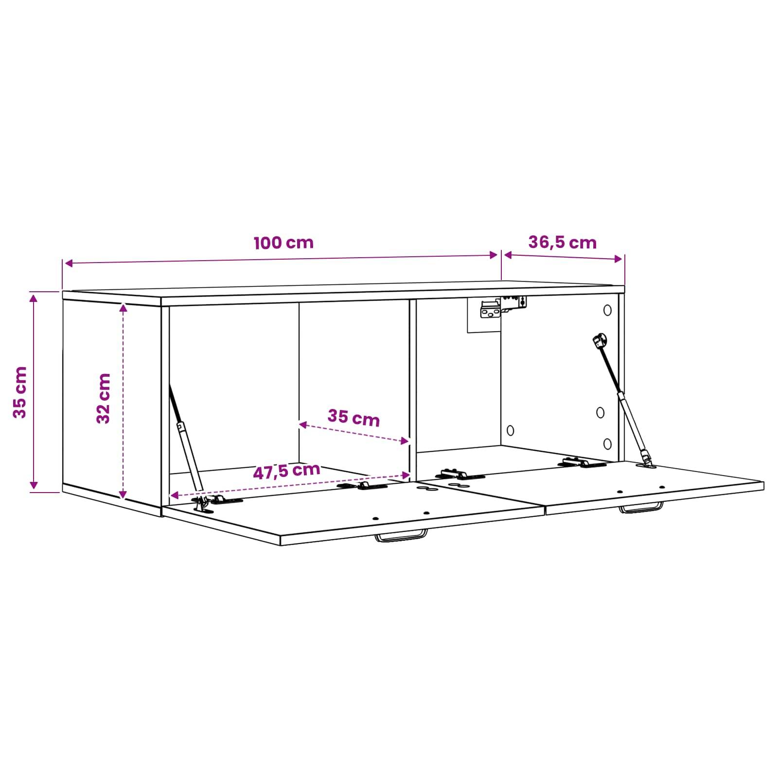 vidaXL Wandschrank Altholz 100 x 36,5 x 35 cm Holzwerkstoff