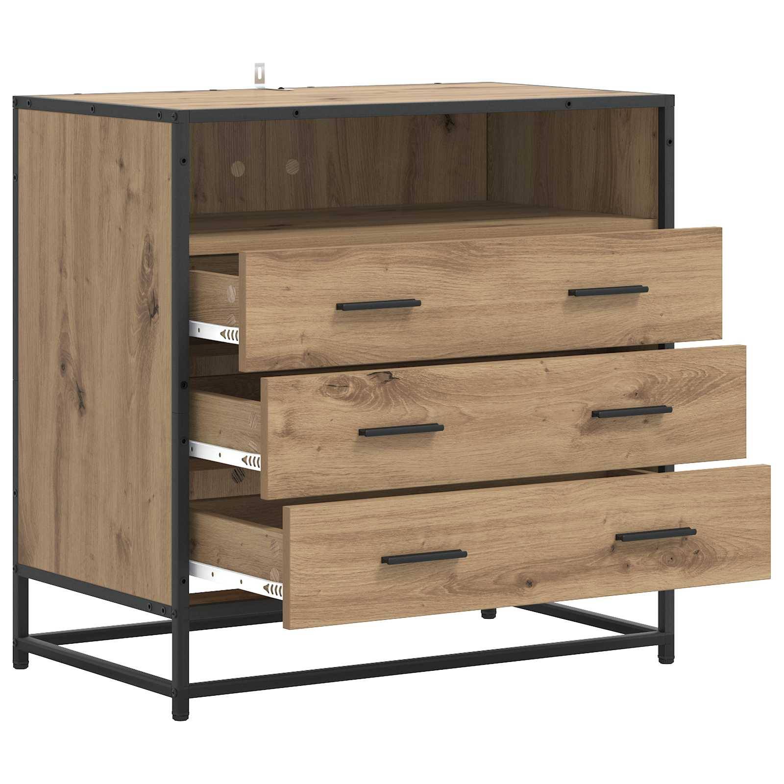 vidaXL Schubladenschrank 3-Schublade Artisan-Eiche 70 x 41 x 70 cm