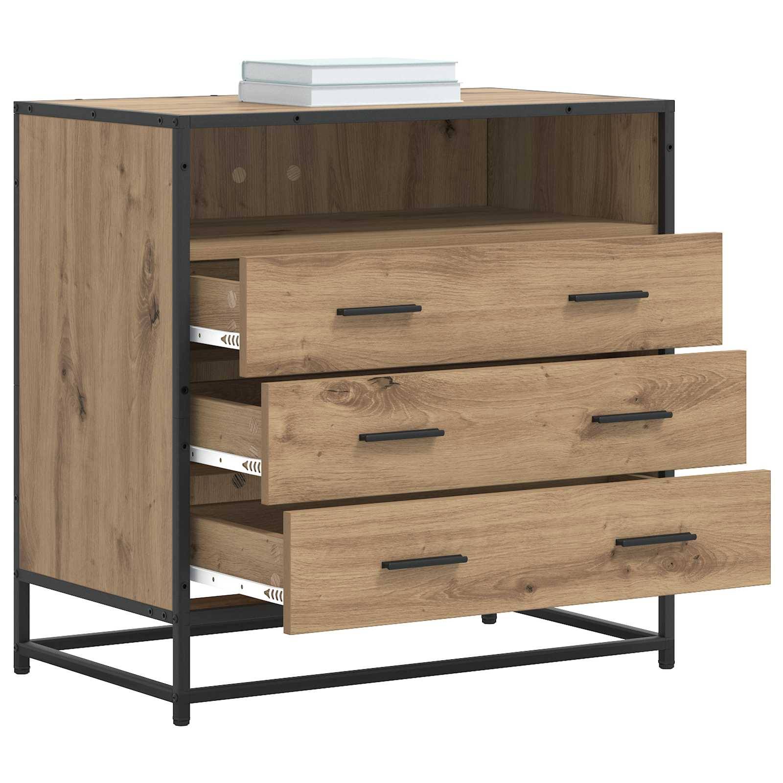 vidaXL Schubladenschrank 3-Schublade Artisan-Eiche 70 x 41 x 70 cm